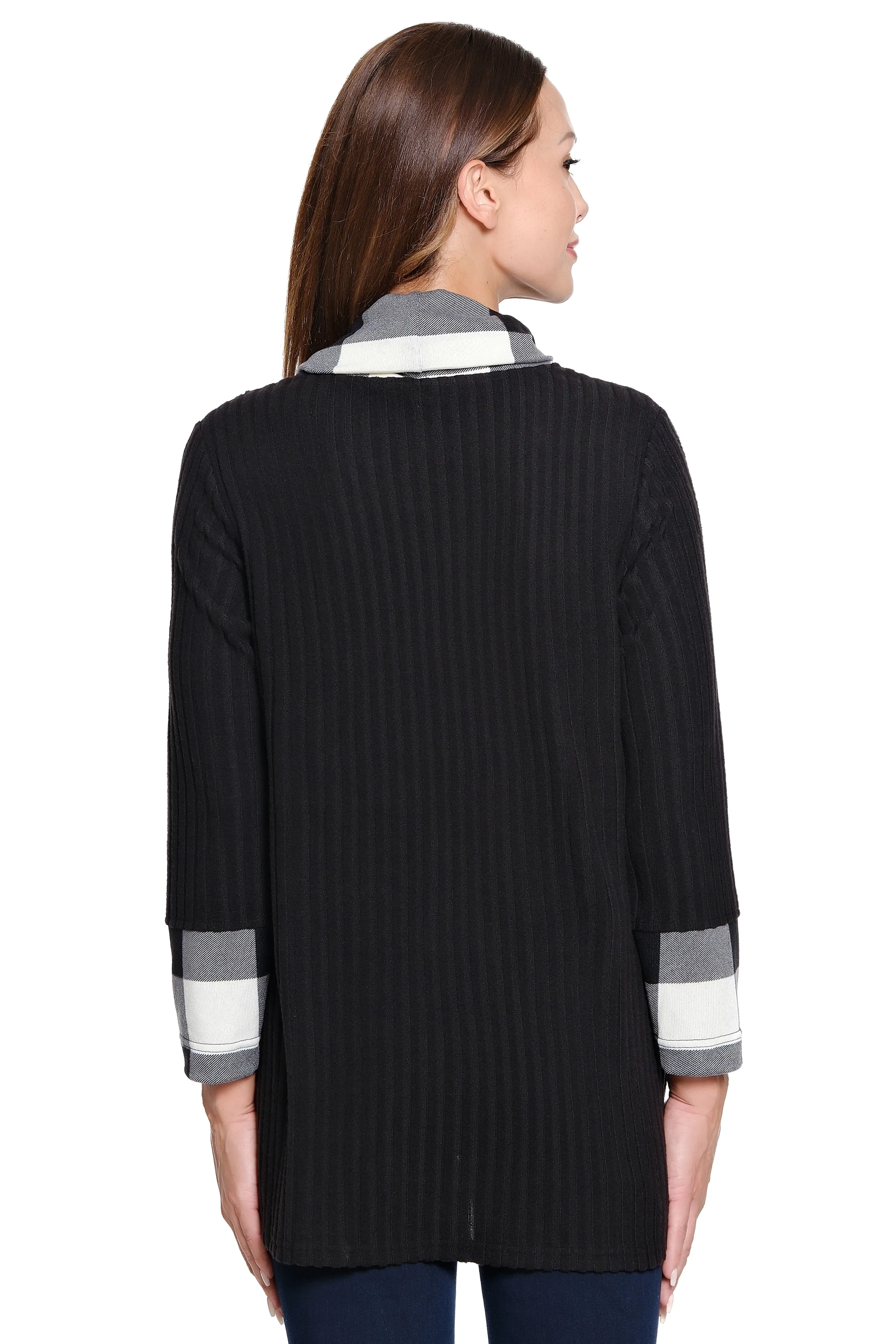 Plaid Cowl Neck Top - Plus - Black/White sold by Ail Miles Clothing product image thumbnail 2