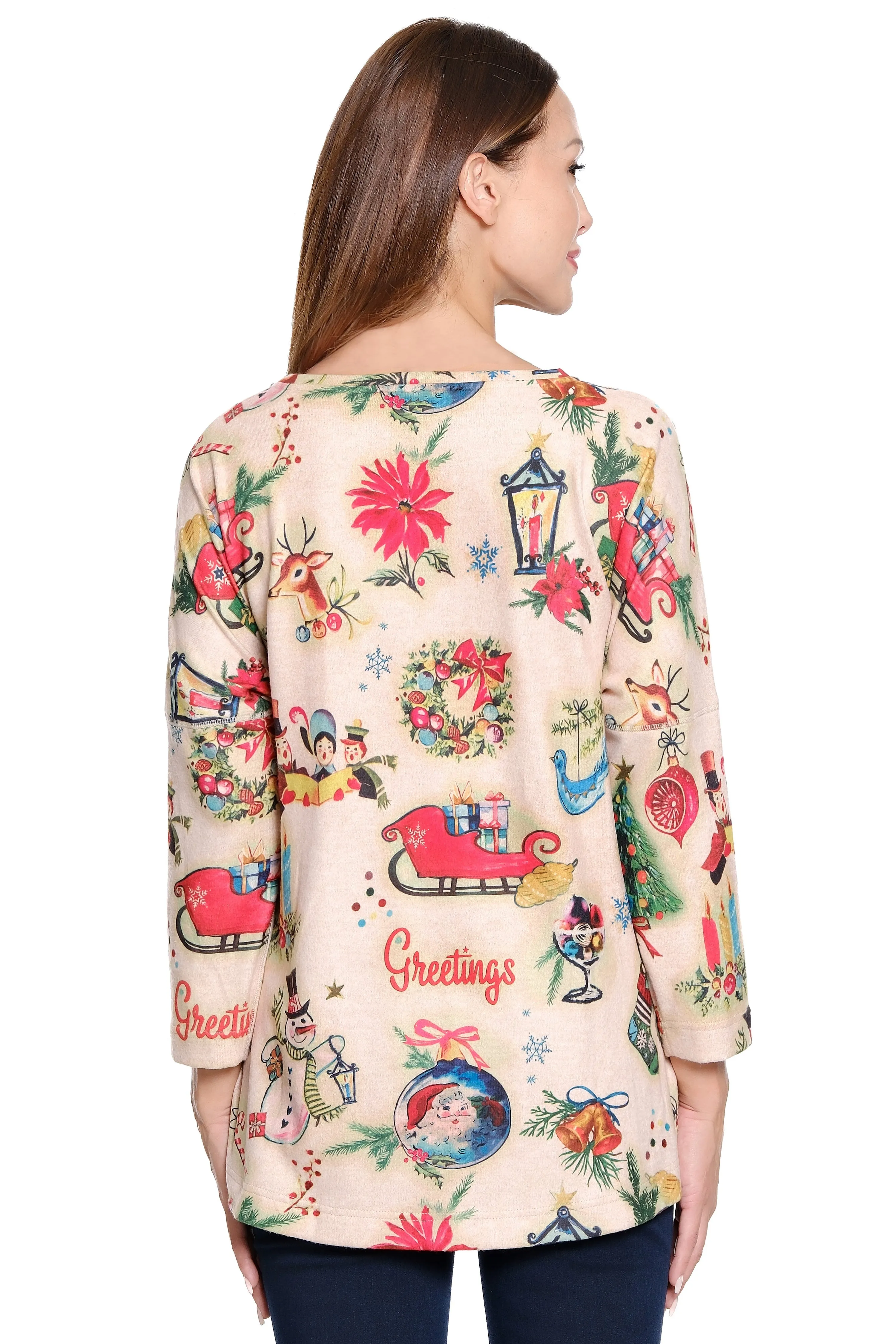 Oatmeal Knit Holiday Tunic - Petite - Multi sold by Ail Miles Clothing product image thumbnail 2