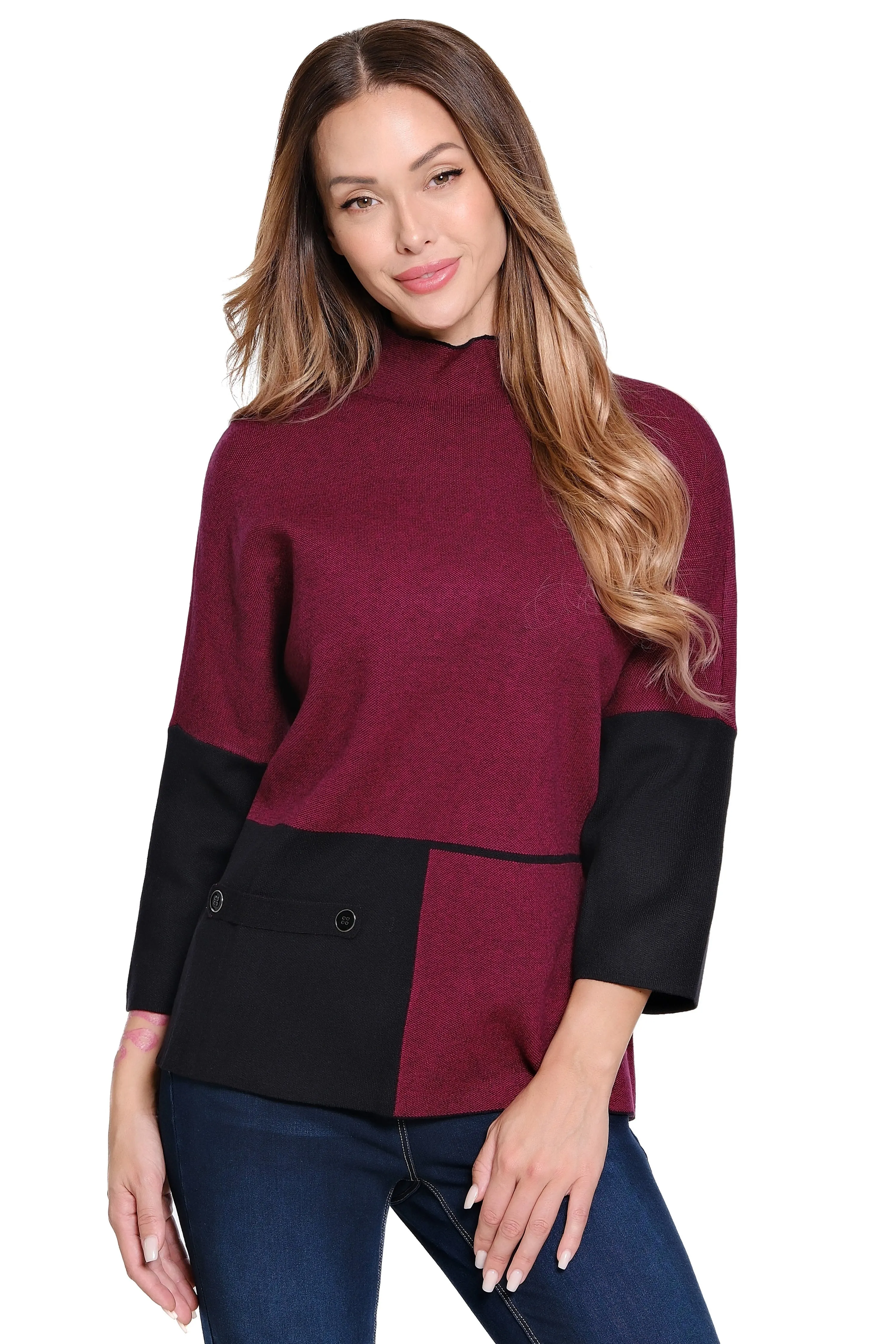 Knit Colorblocked Sweater - Red sold by Ail Miles Clothing