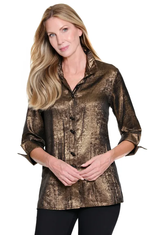 Shimmer Button Front Tunic - Copper sold by Ail Miles Clothing