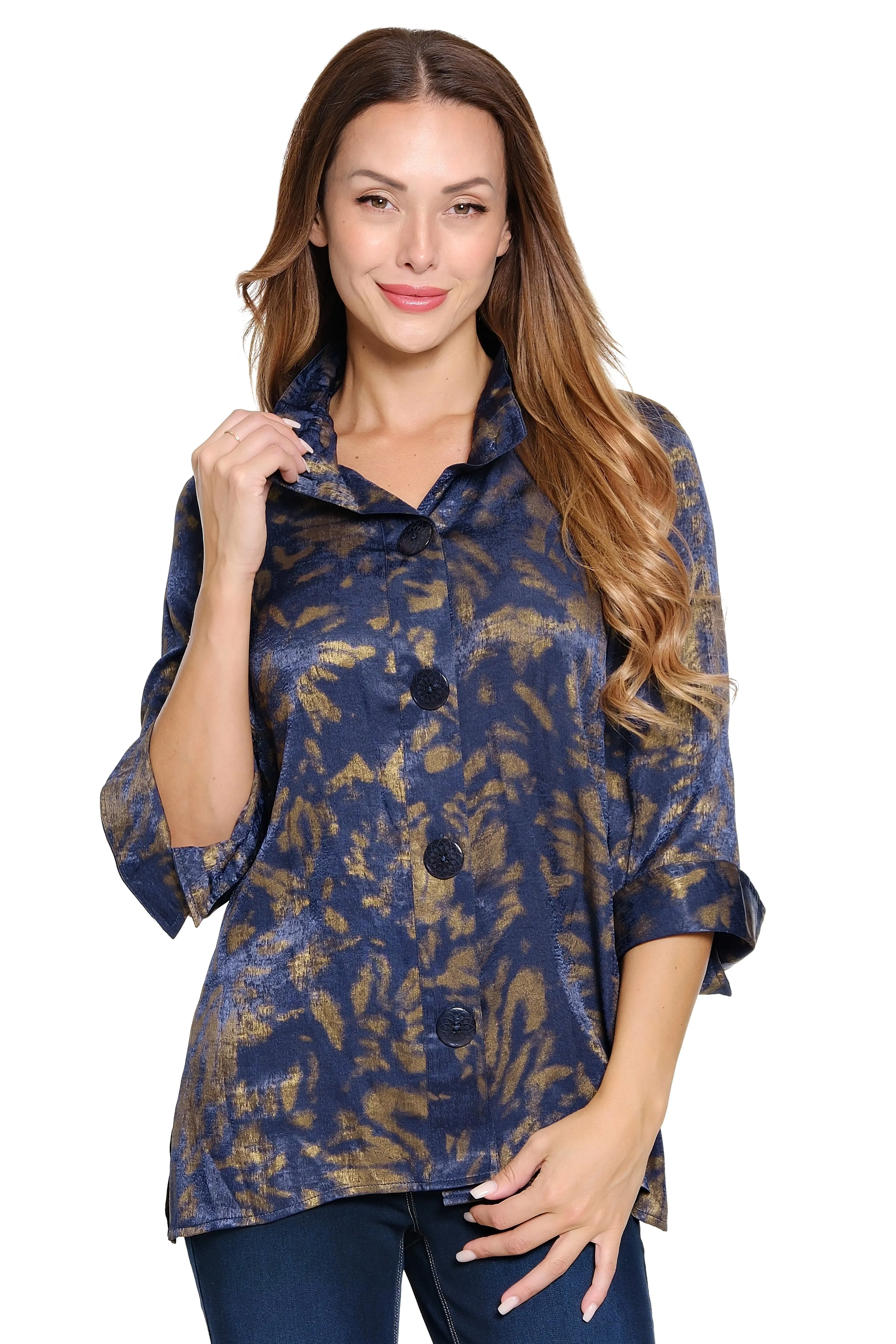 Print Shimmer Tunic - Blue Multi sold by Ail Miles Clothing
