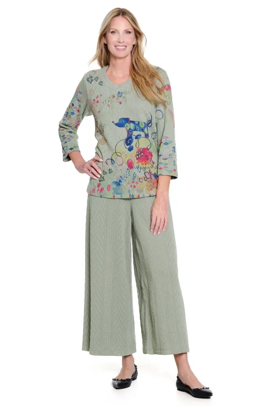 Textured Knit Wide Leg Pant - Heather Gray sold by Ail Miles Clothing
