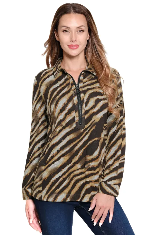 Print Zip Front Tunic - Plus - Zebra made by Ail Miles Clothing