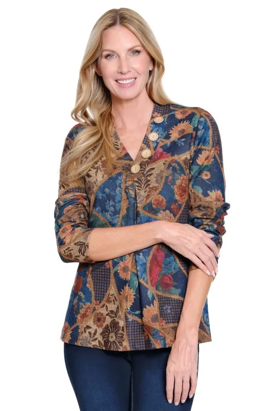 V-Neck Print Tunic - Floral Multi sold by Ail Miles Clothing