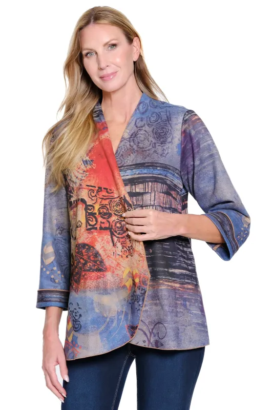 Knit Open Front Jacket - Abstract Multi sold by Ail Miles Clothing