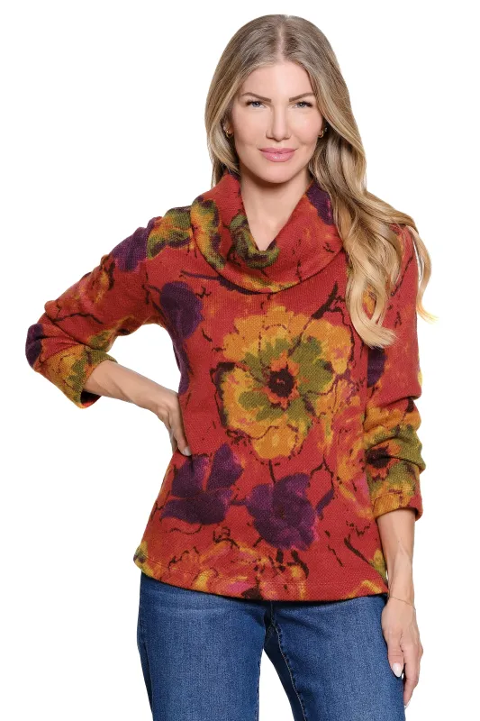 Cowl Neck Print Tunic - Floral Multi sold by Ail Miles Clothing