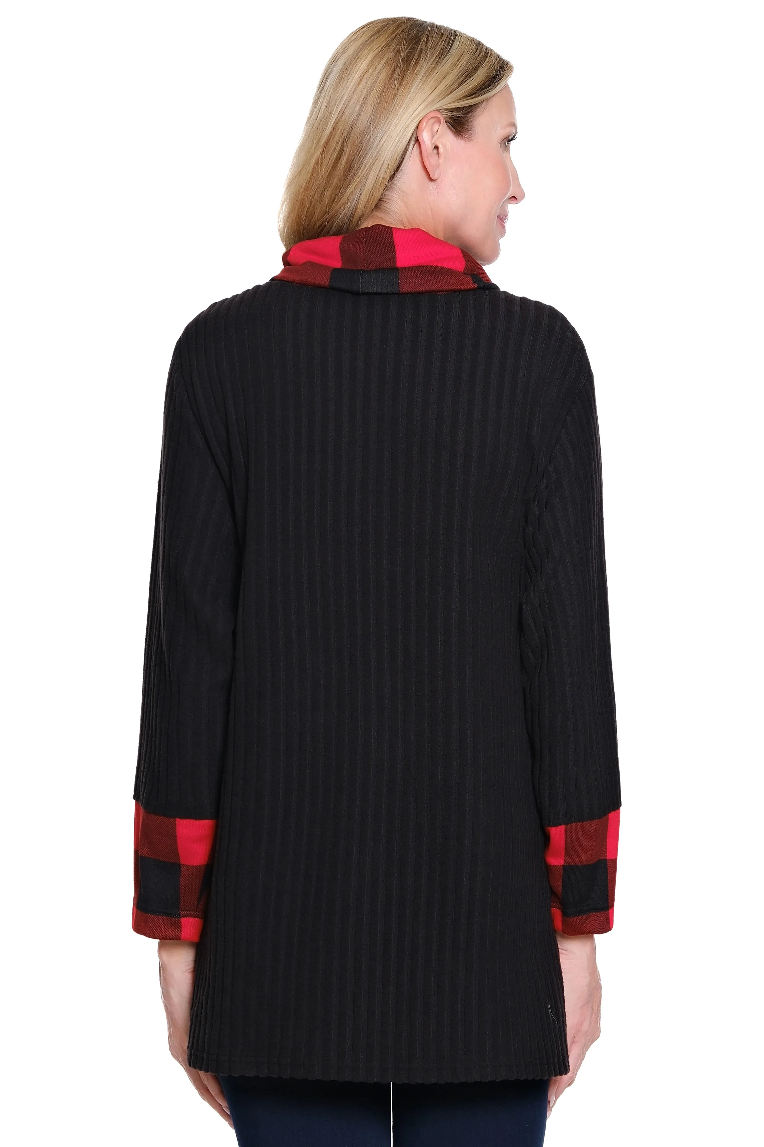 Plaid Cowl Neck Top - Petite - Black/Red Print sold by Ail Miles Clothing product image thumbnail 2