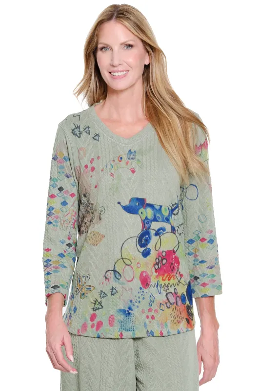 Textured Knit Top - Heather Gray sold by Ail Miles Clothing