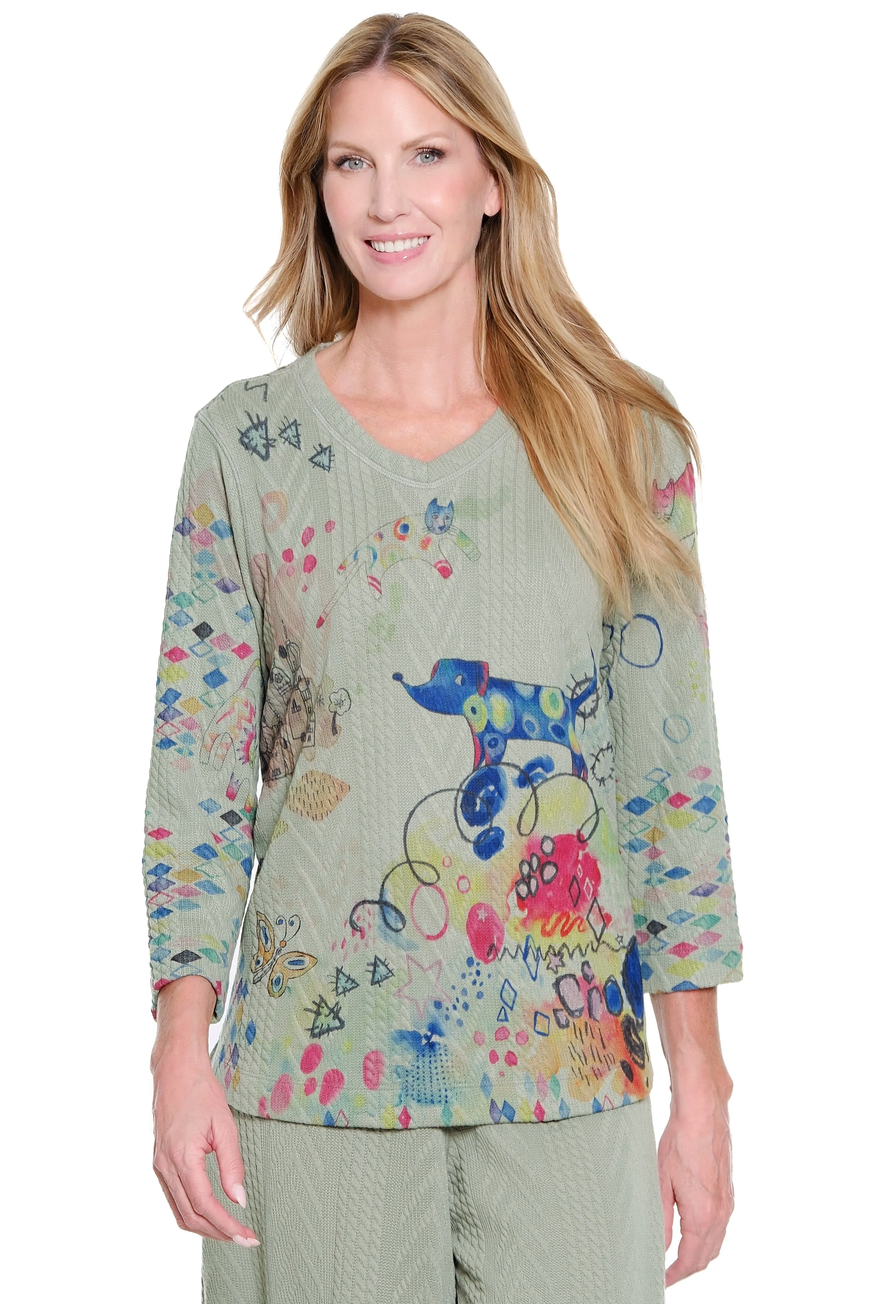 Textured Knit Top - Heather Gray sold by Ail Miles Clothing