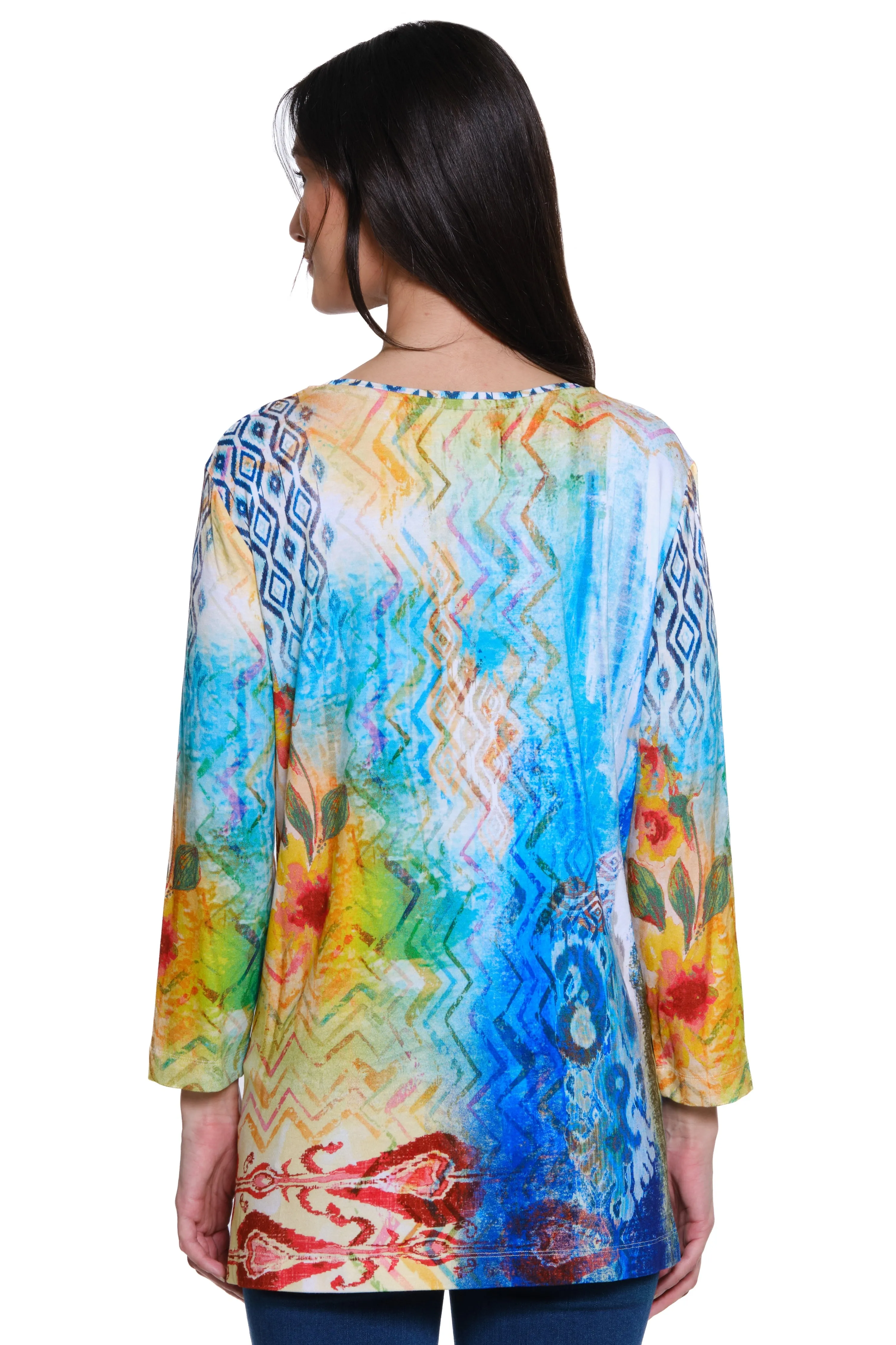 Print Popover Top - Plus - Line Multi sold by Ail Miles Clothing product image thumbnail 2