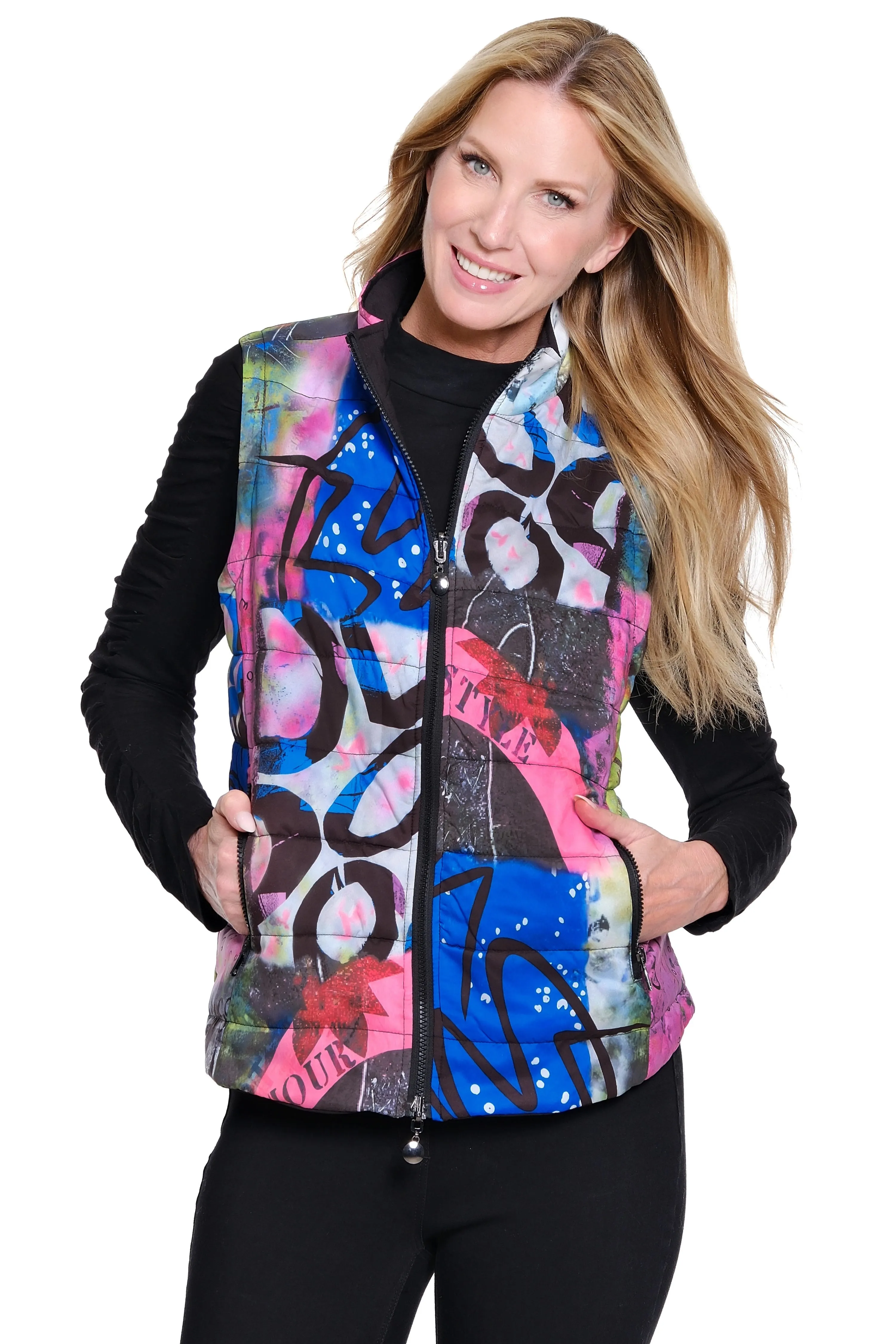 Quilted Reversible Vest - Multi sold by Ail Miles Clothing