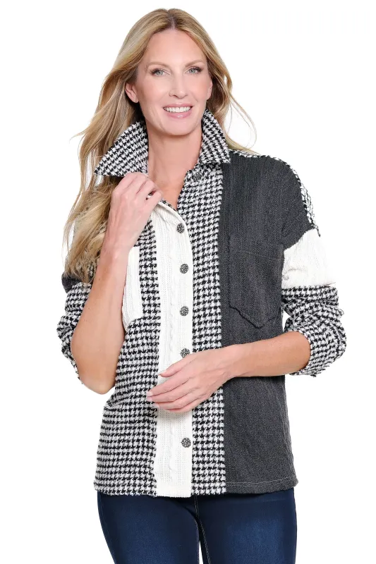 Mixed Media Jacket - Black/White sold by Ail Miles Clothing