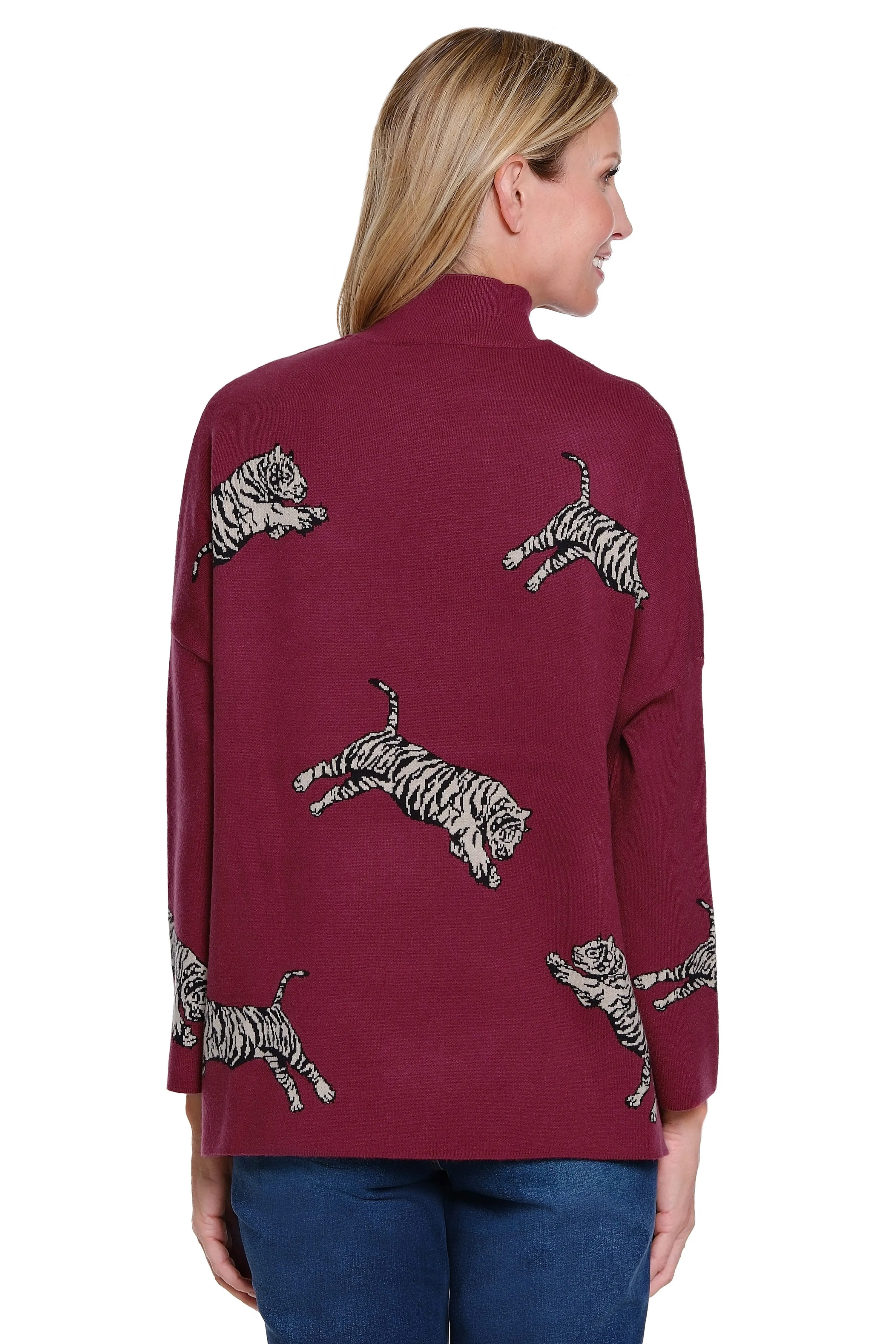 Animal Print Knit Sweater - Plus - Cranberry sold by Ail Miles Clothing product image thumbnail 2