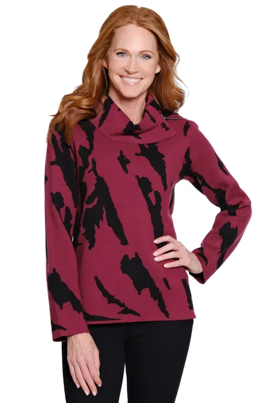 Cowl Neck Knit Tunic - Cranberry sold by Ail Miles Clothing