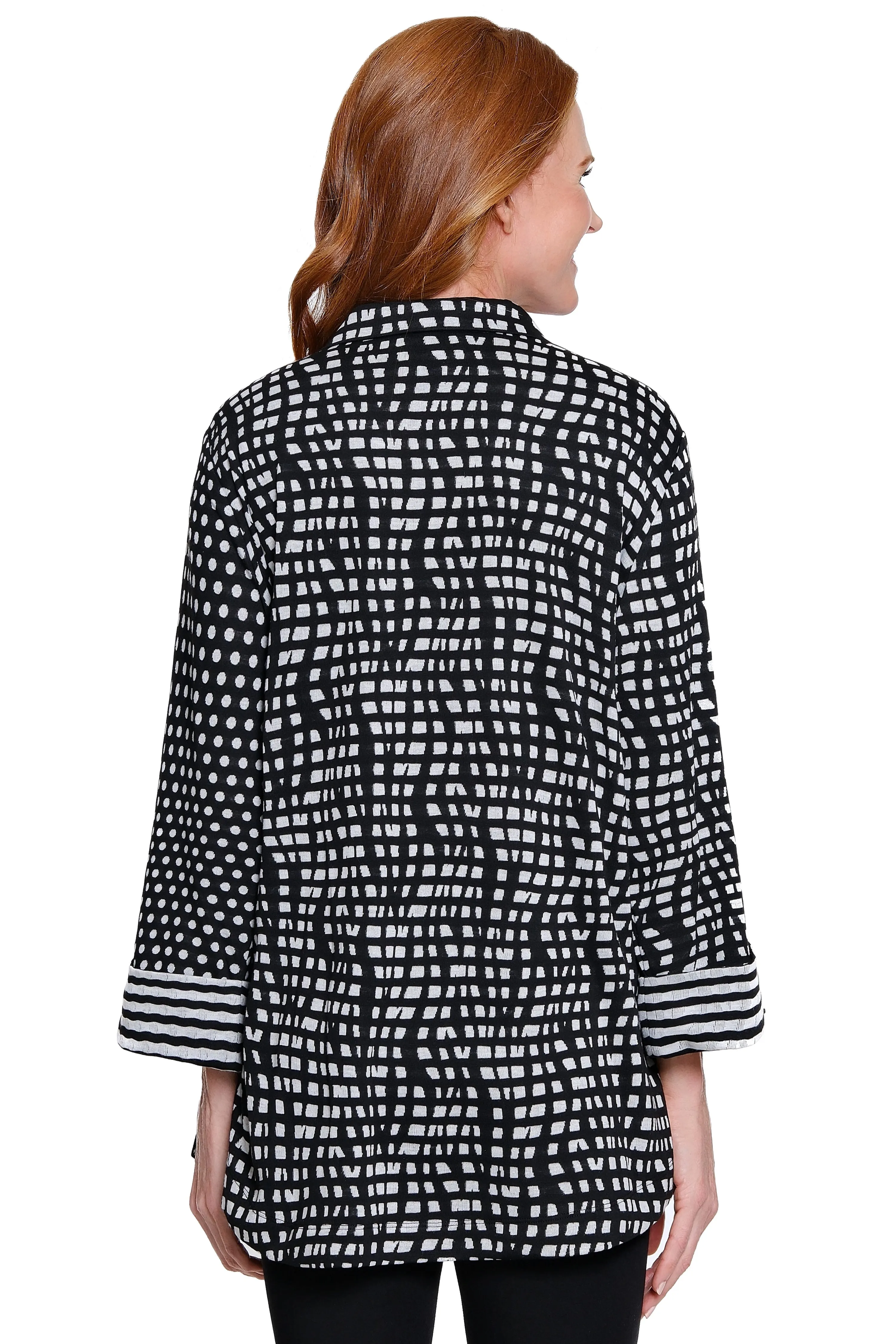 Knit Zip-Front Tunic - Black/White Print sold by Ail Miles Clothing product image thumbnail 2