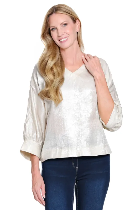 Shimmer V-Neck Tunic - Silver sold by Ail Miles Clothing