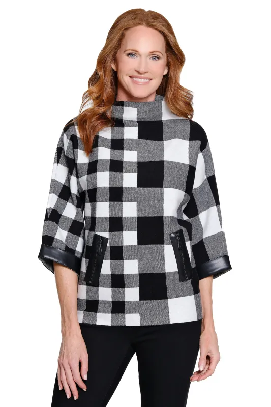 Zip Pocket Mock Neck Sweater - Plaid Multi sold by Ail Miles Clothing