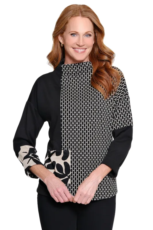 Jacquard Knit Funnel Neck Tunic - Petite - Multi sold by Ail Miles Clothing