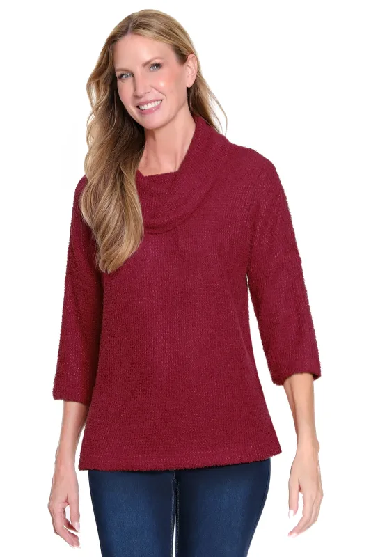 Textured Knit Tunic - Petite - Cranberry sold by Ail Miles Clothing