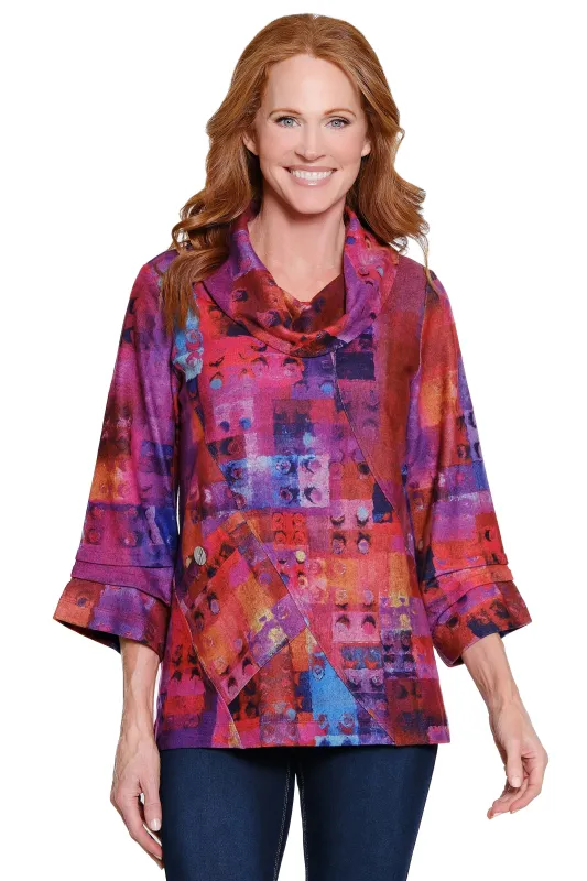 Brushed Knit Cowl Neck Tunic - Plus - Multi Pink sold by Ail Miles Clothing