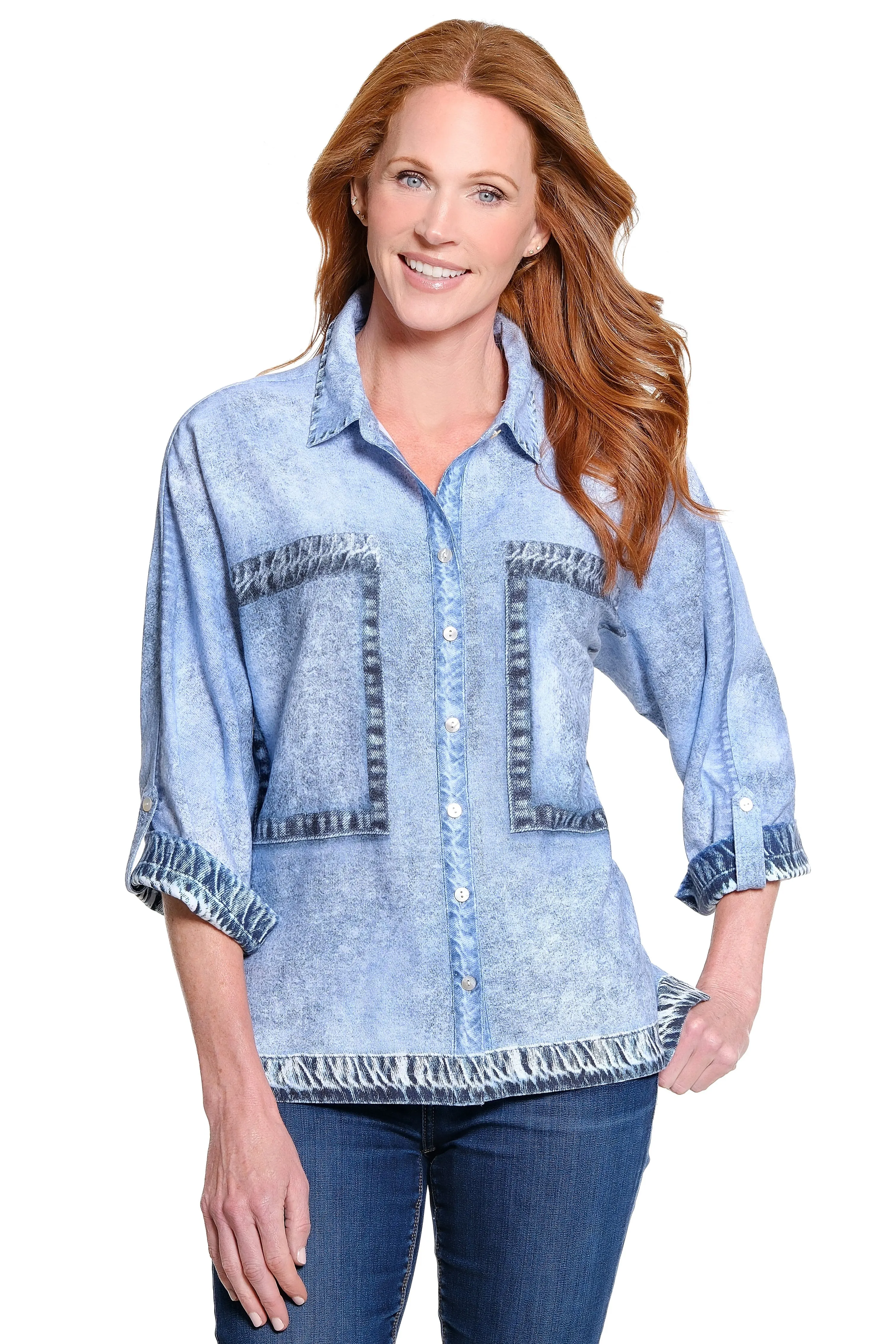 Button Front Woven Tunic - Indigo sold by Ail Miles Clothing