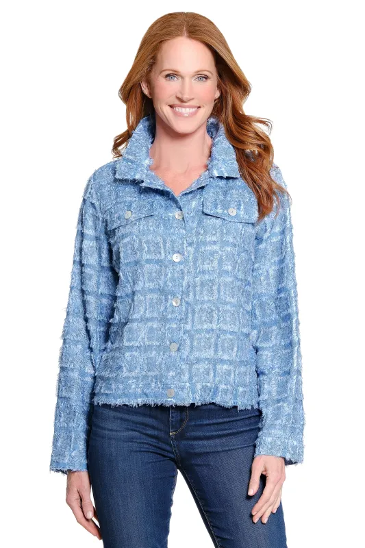 Jacquard Jacket - Petite - Medium Blue made by Ail Miles Clothing
