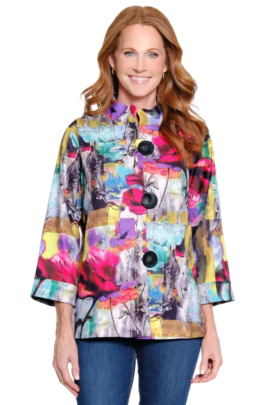 Stand Collar Jacket - Plus - Multi sold by Ail Miles Clothing