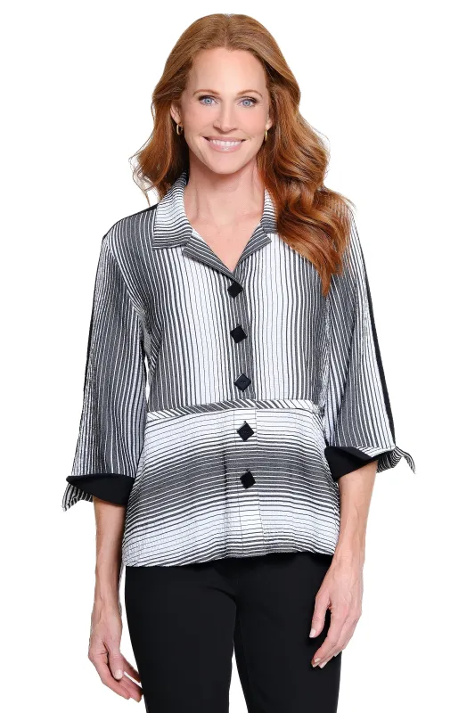 Textured Yarn-Dye Tunic - Plus - Black/White Print sold by Ail Miles Clothing