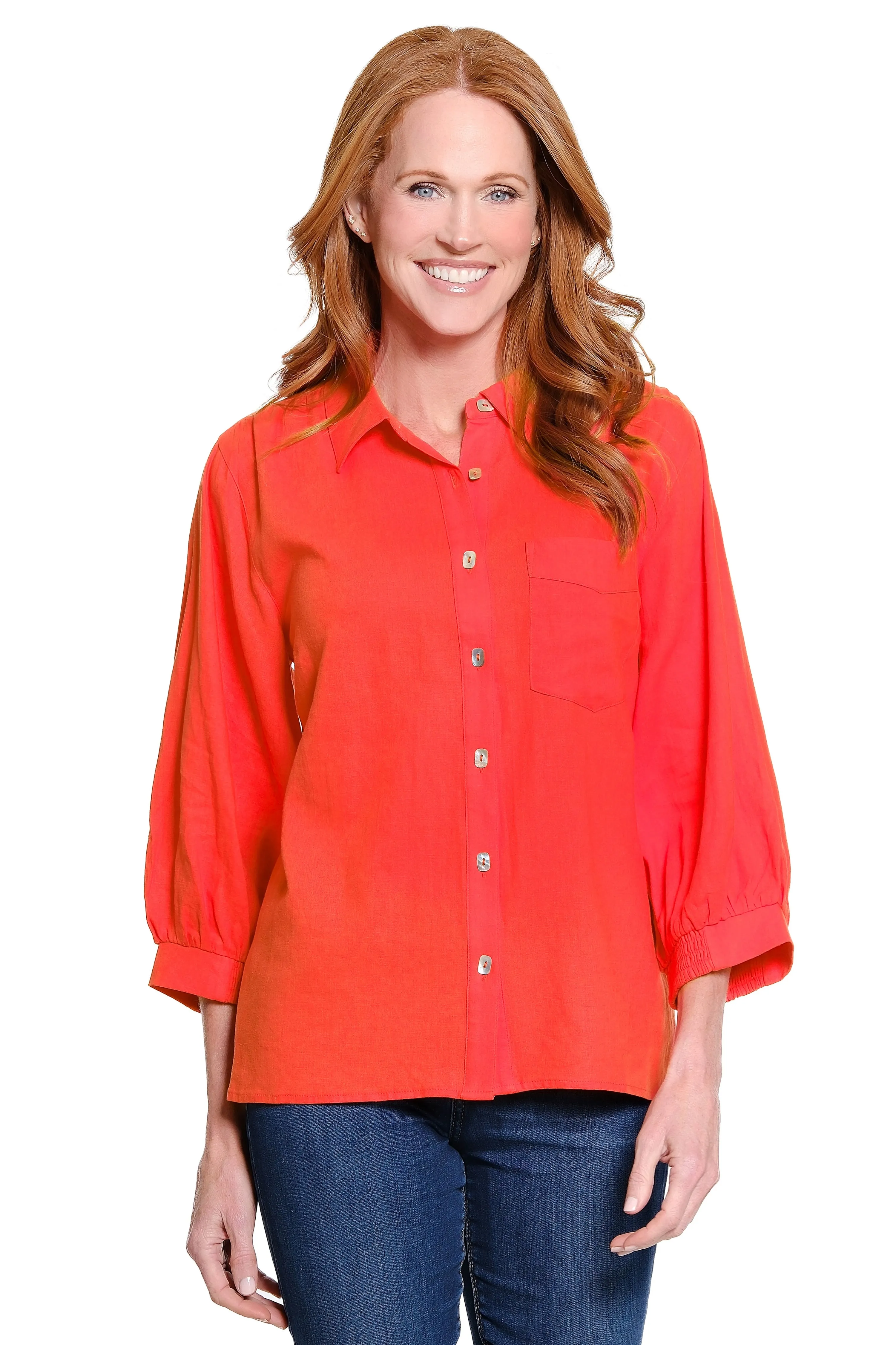 Pocket Front Tunic - Pomegranate sold by Ail Miles Clothing