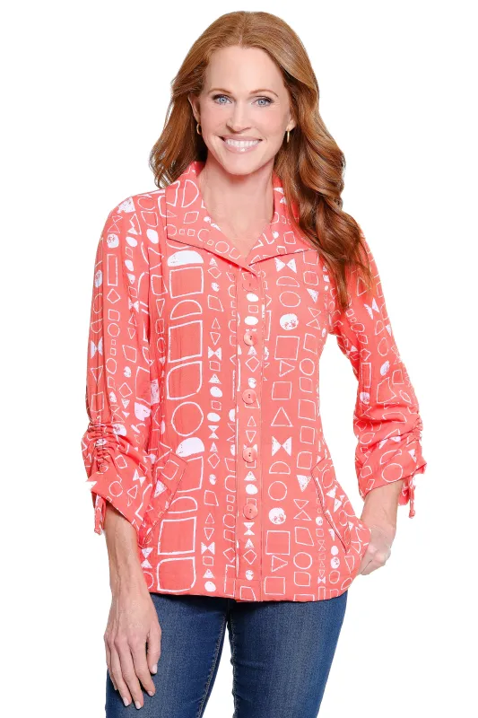 Point Collar Tunic - Petite - Coral sold by Ail Miles Clothing