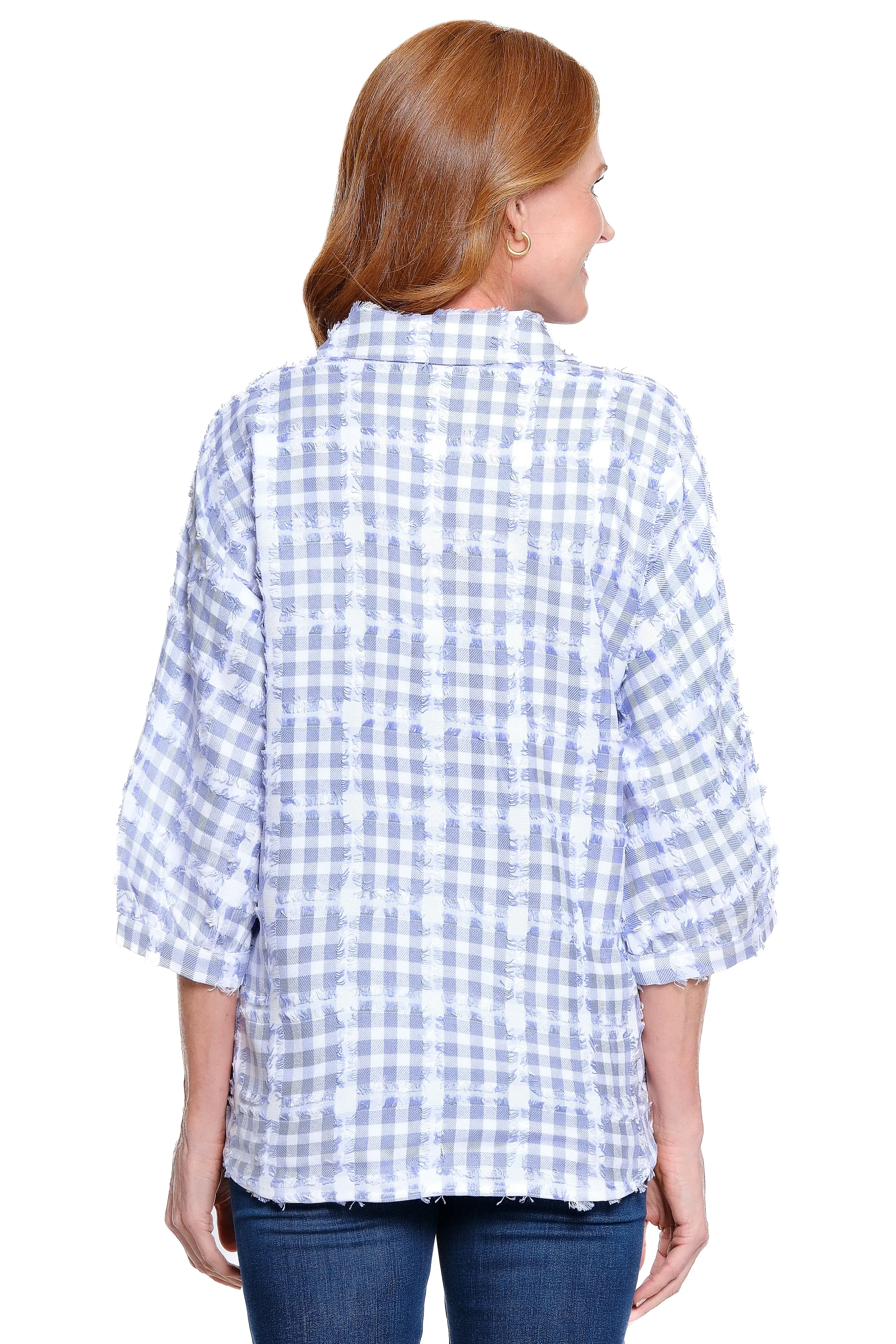 Woven Dolman Sleeve Top - White/Blue sold by Ail Miles Clothing product image thumbnail 2