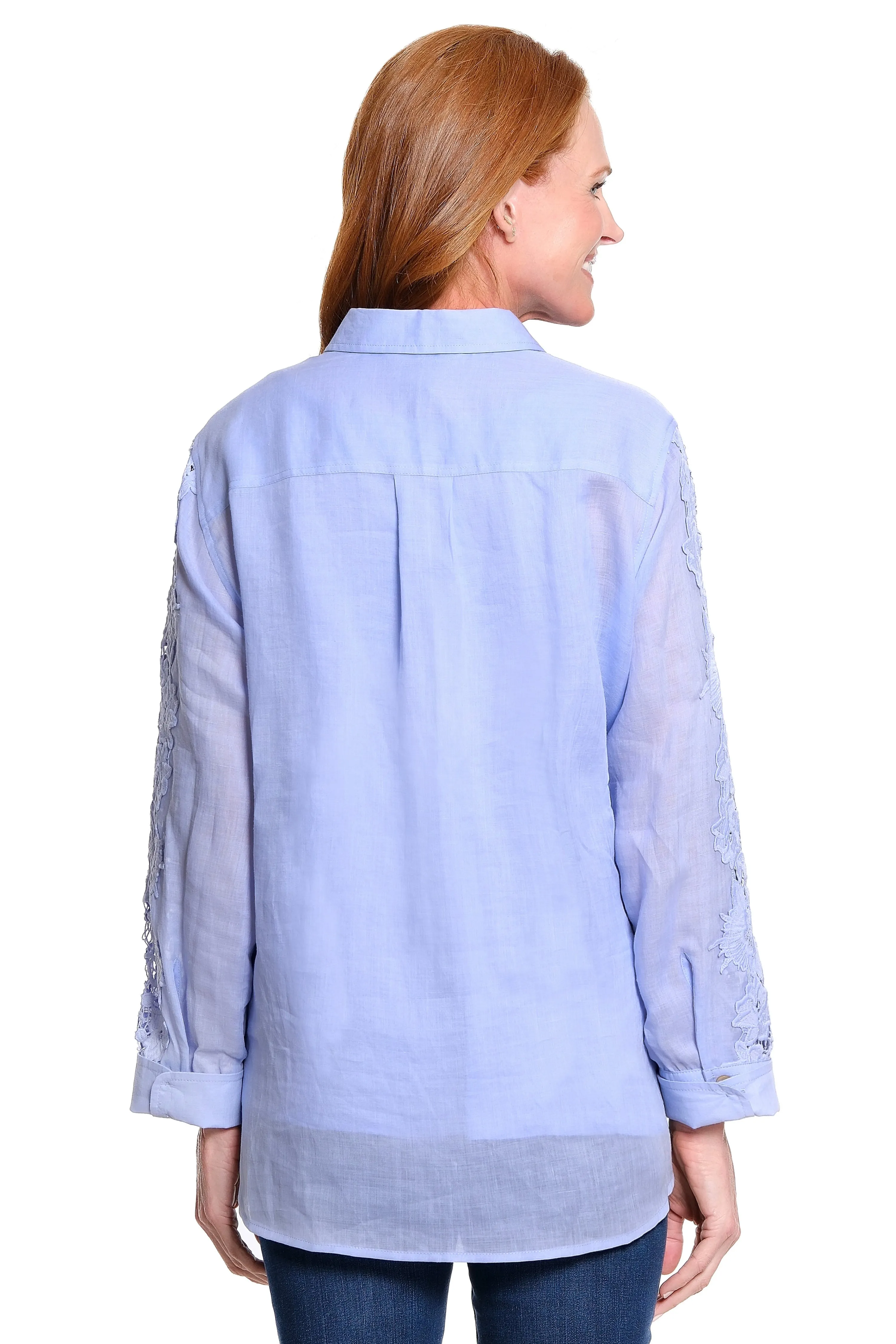 Lace-Detail Tunic with Woven Layered Tank - Periwinkle sold by Ail Miles Clothing product image thumbnail 2