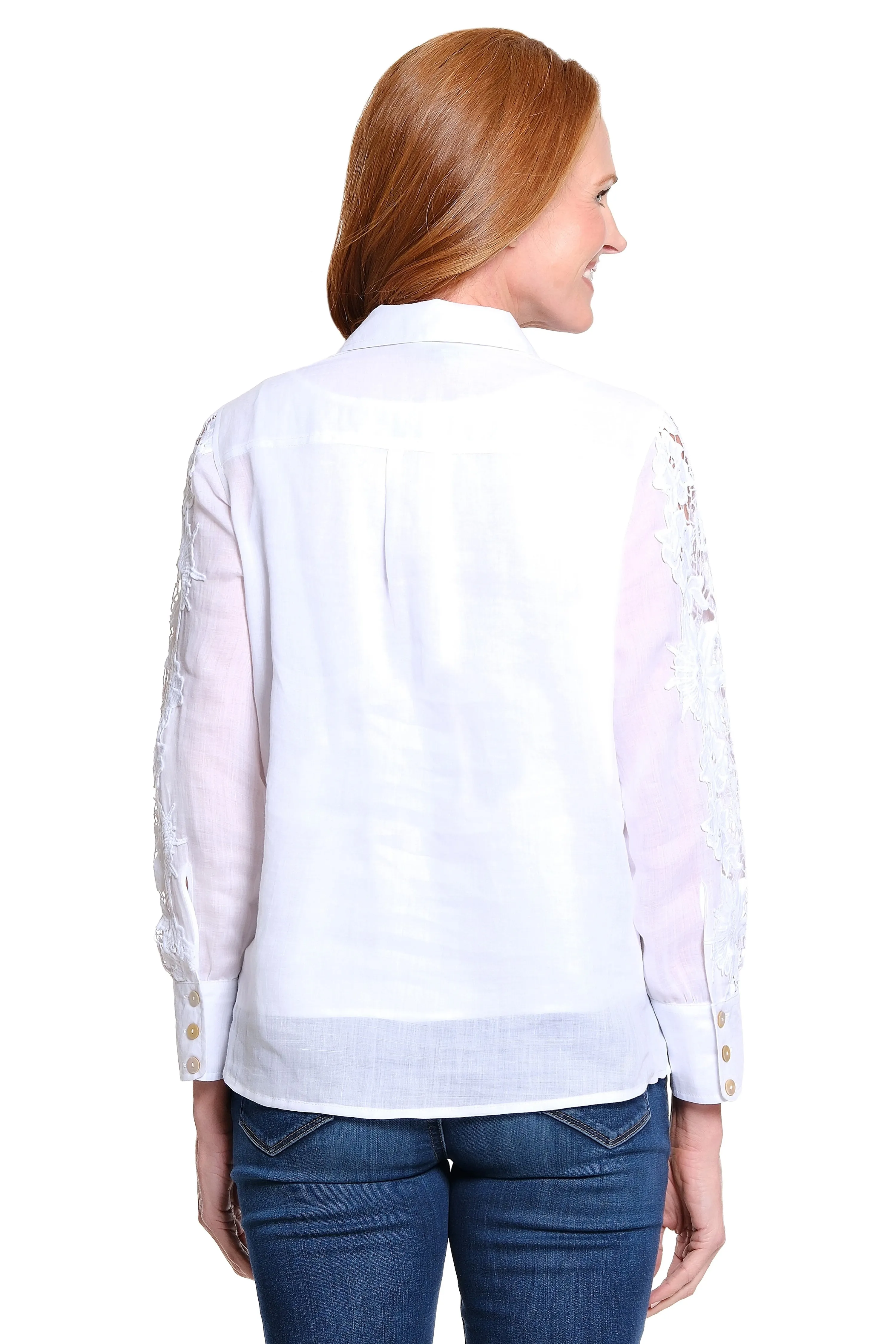 Lace-Detail Tunic with Woven Layered Tank - White sold by Ail Miles Clothing product image thumbnail 2