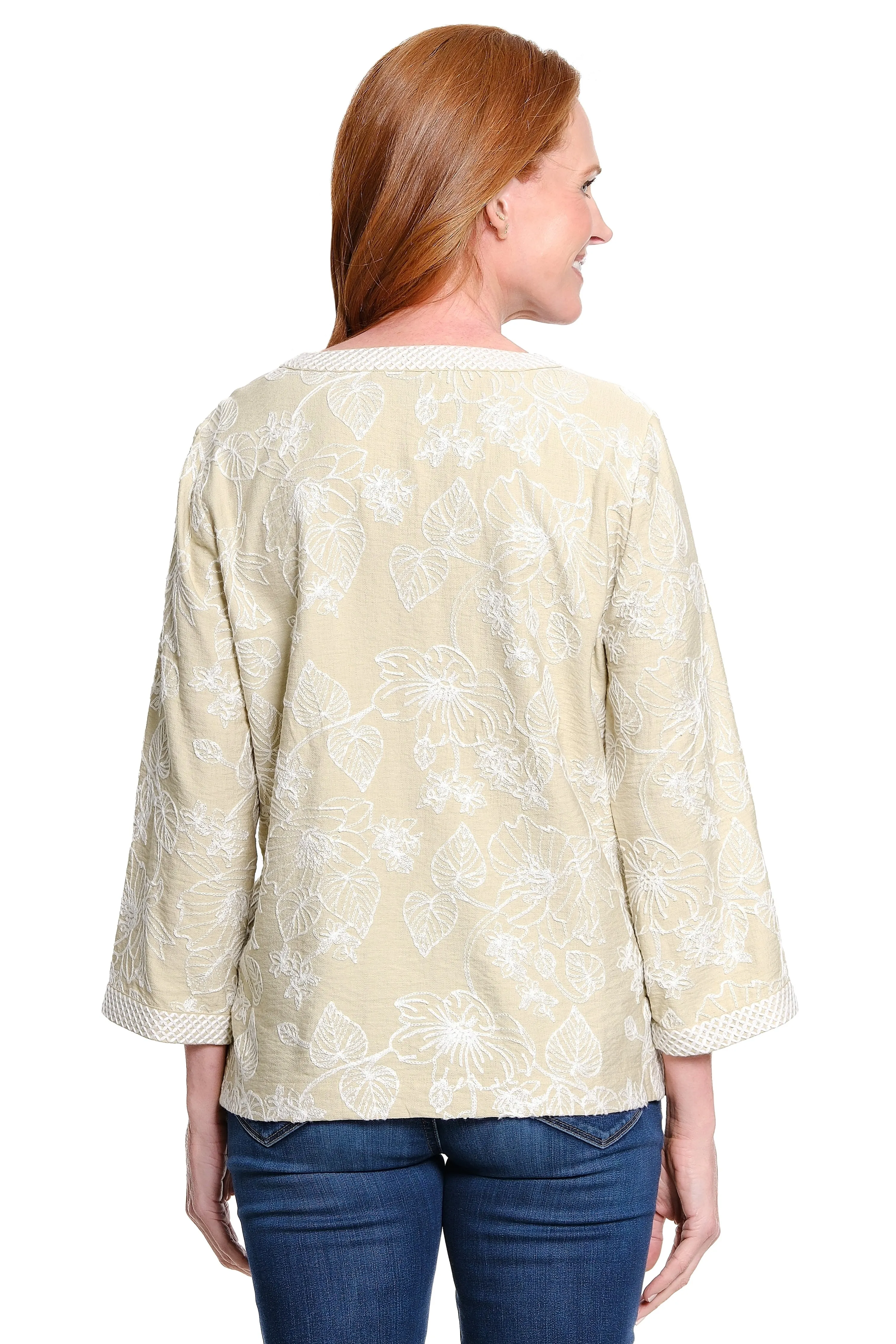 Embroidered V-Neck Tunic - Taupe sold by Ail Miles Clothing product image thumbnail 2