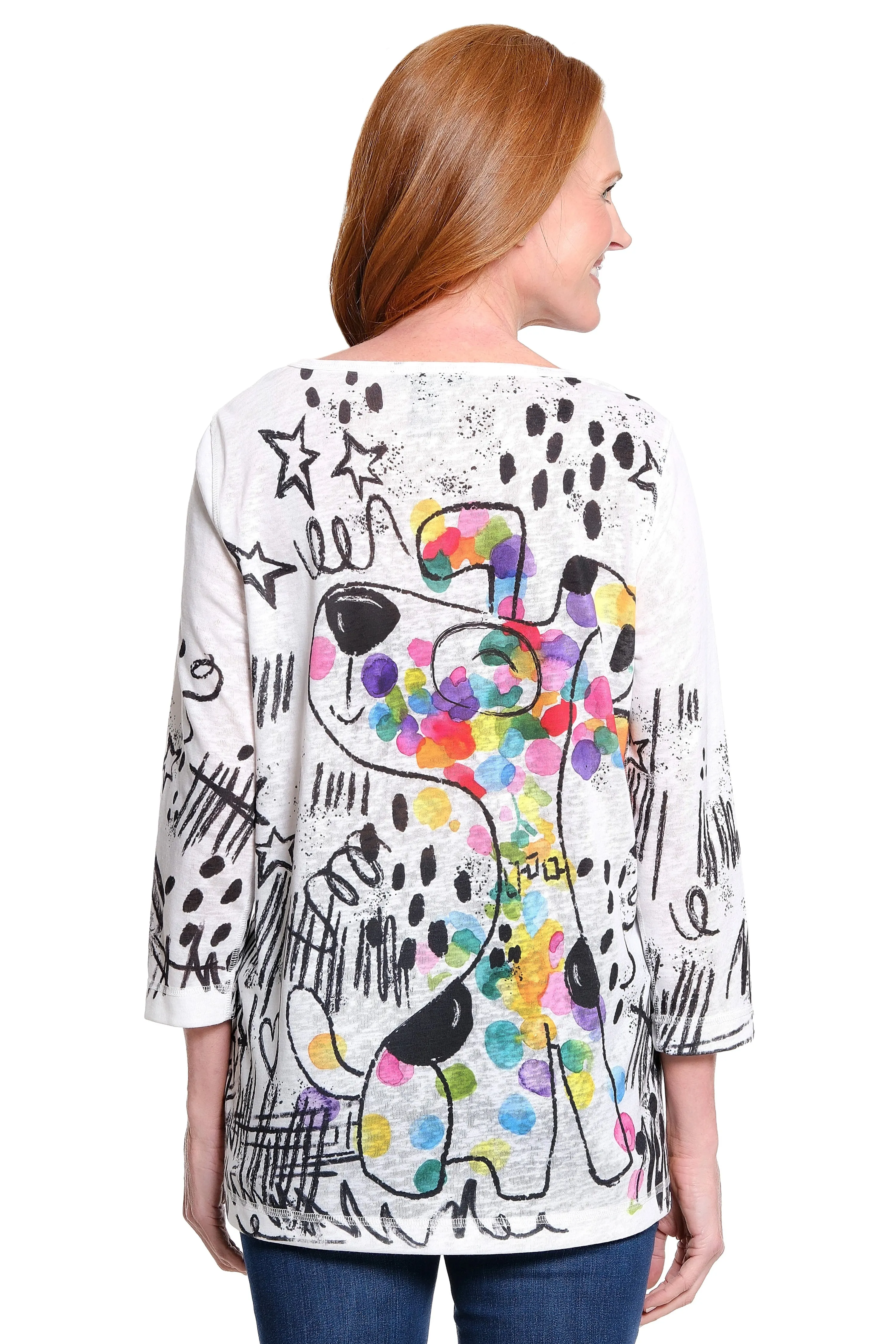 Knit Popover Tunic with Curved Hem - Petite - Multi Abstract sold by Ail Miles Clothing product image thumbnail 2