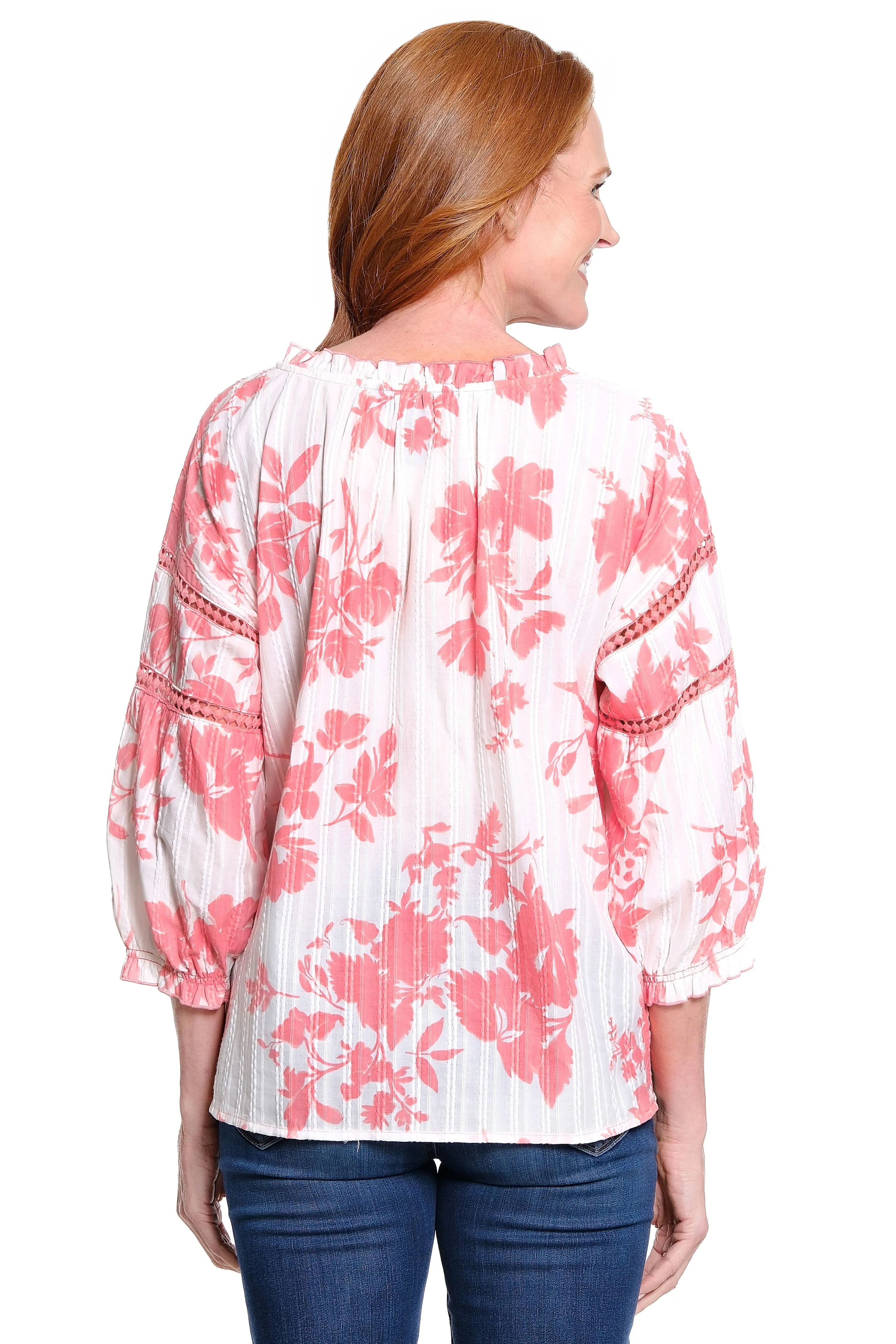 Lace-Inset Split-Neck Tunic - Plus - Multi Pink sold by Ail Miles Clothing product image thumbnail 2