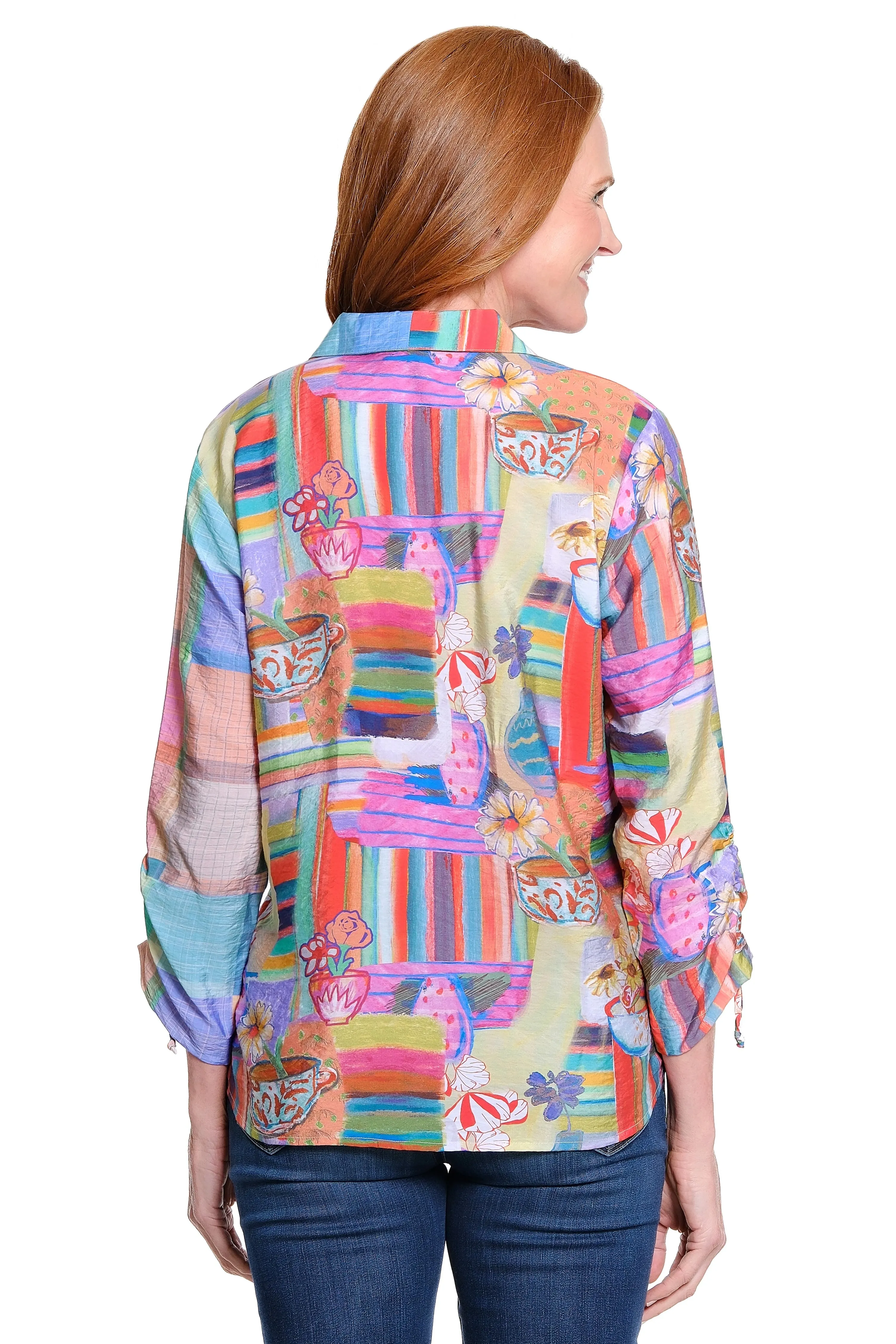 Point-Collar Tunic with Tie Details - Plus - Square Multi sold by Ail Miles Clothing product image thumbnail 2