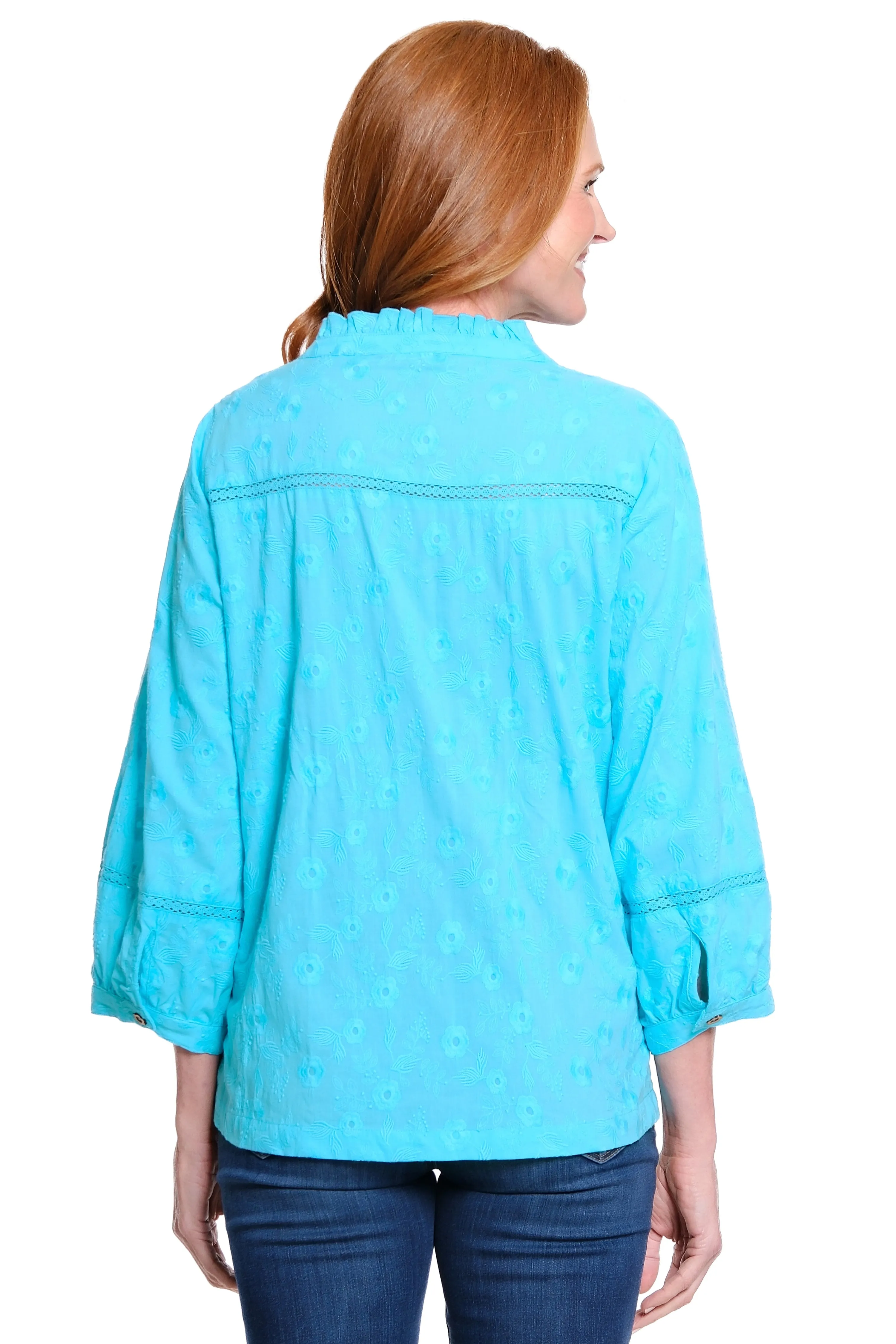 Allover Eyelet Embroidered Tunic - Aqua sold by Ail Miles Clothing product image thumbnail 2