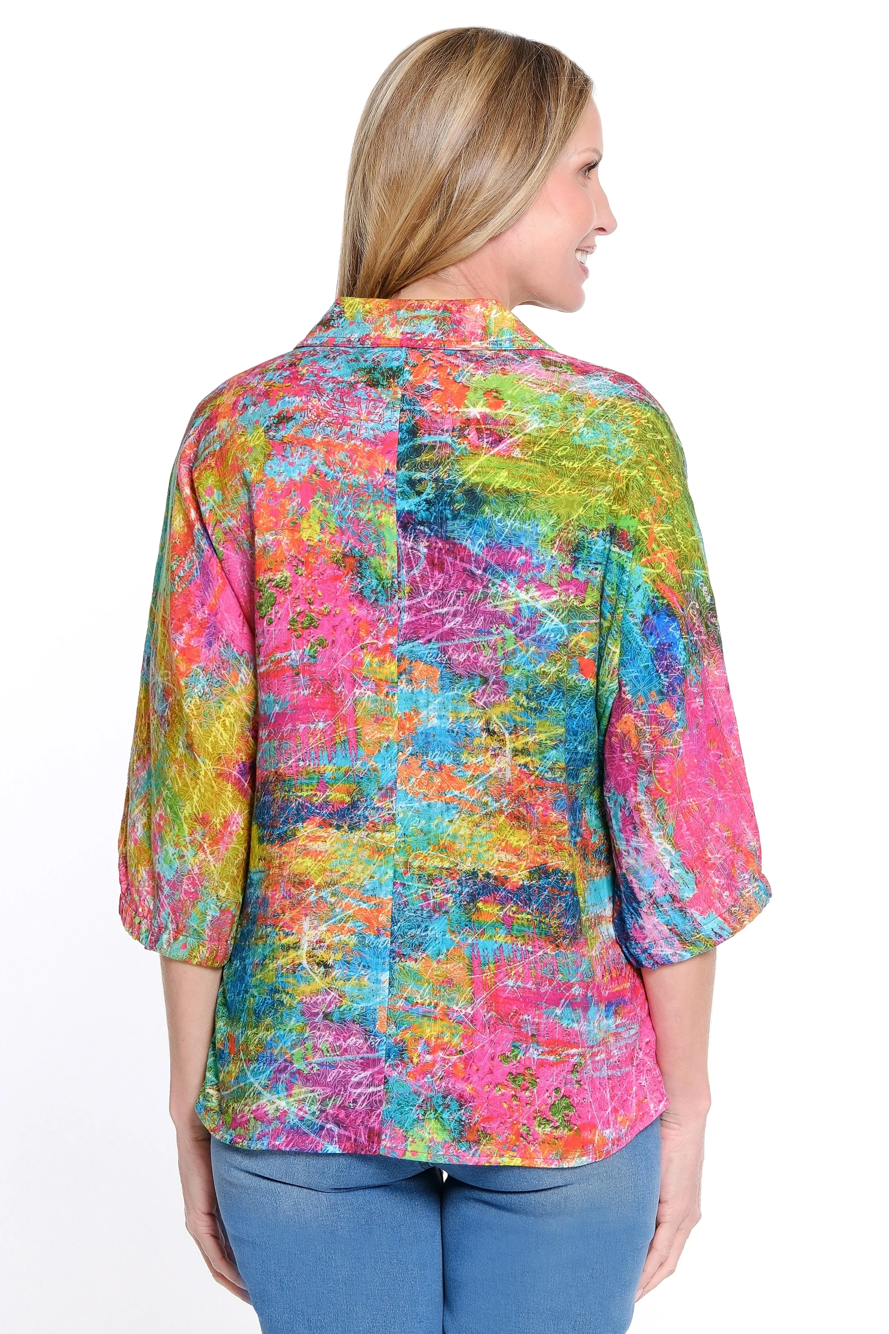 Popover Tunic with Dolman Sleeves - Petite - Abstract Multi sold by Ail Miles Clothing product image thumbnail 2