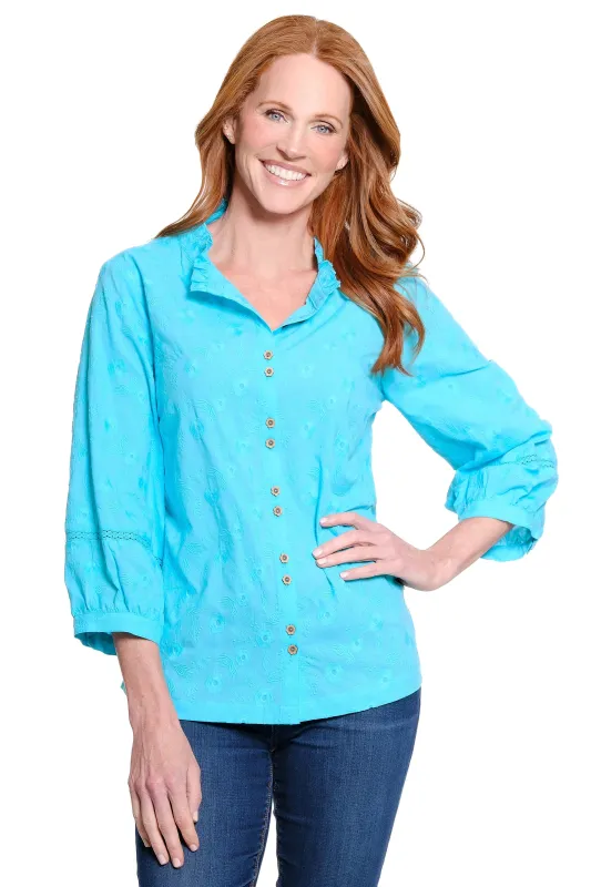 Allover Eyelet Embroidered Tunic - Plus - Aqua sold by Ail Miles Clothing