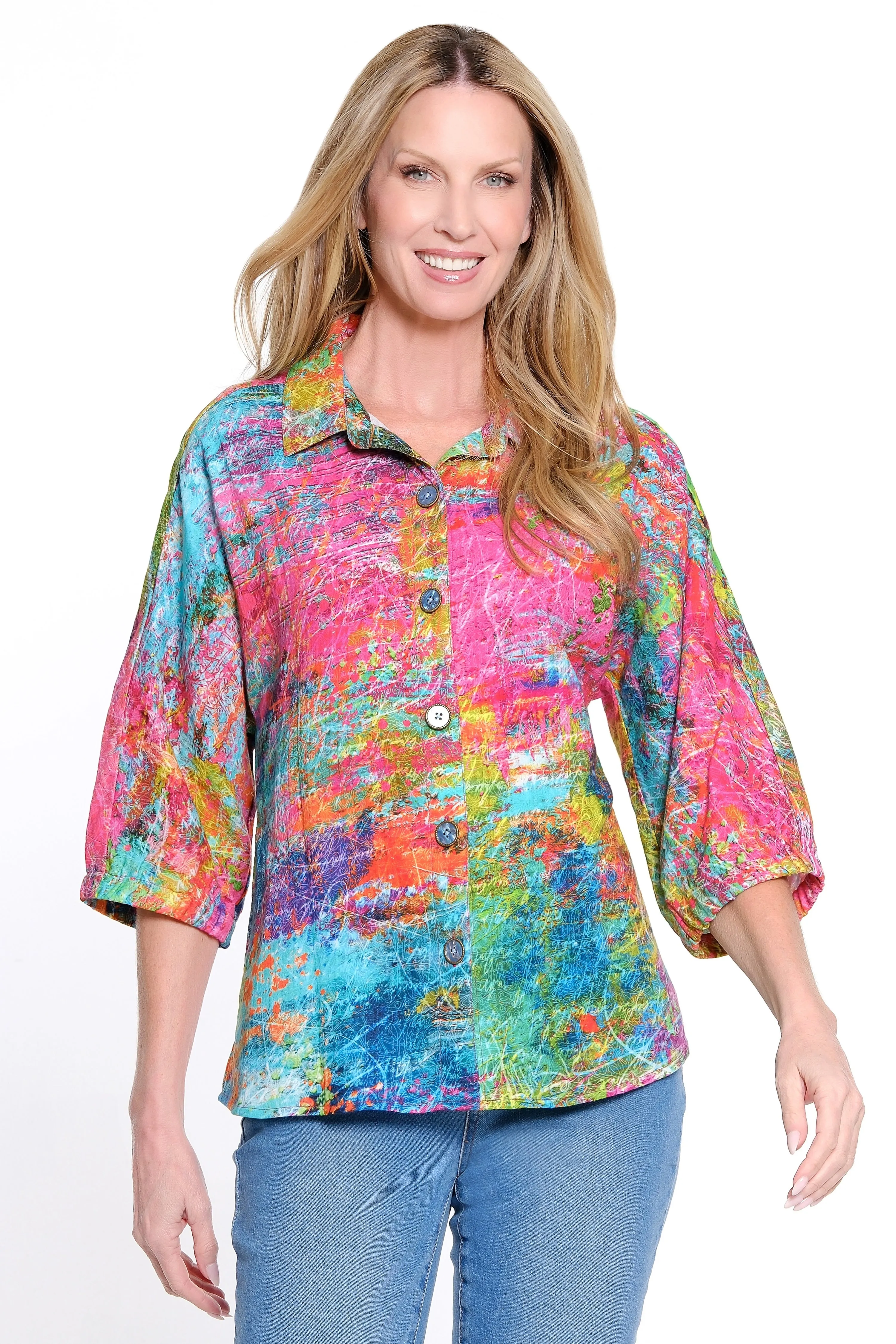 Popover Tunic with Dolman Sleeves - Plus - Abstract Multi sold by Ail Miles Clothing