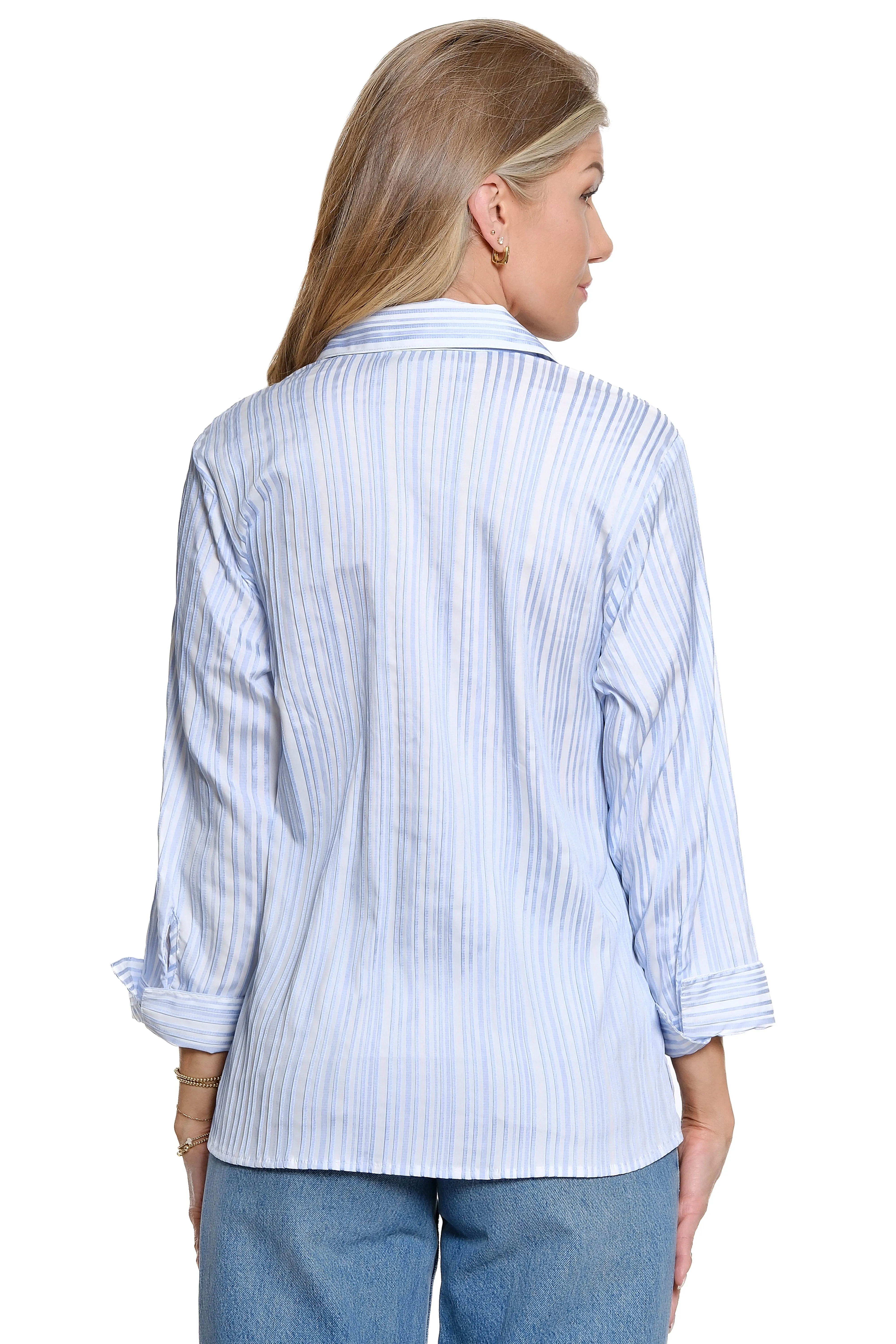 Stripe Button-Up Top - Aqua sold by Ail Miles Clothing product image thumbnail 2