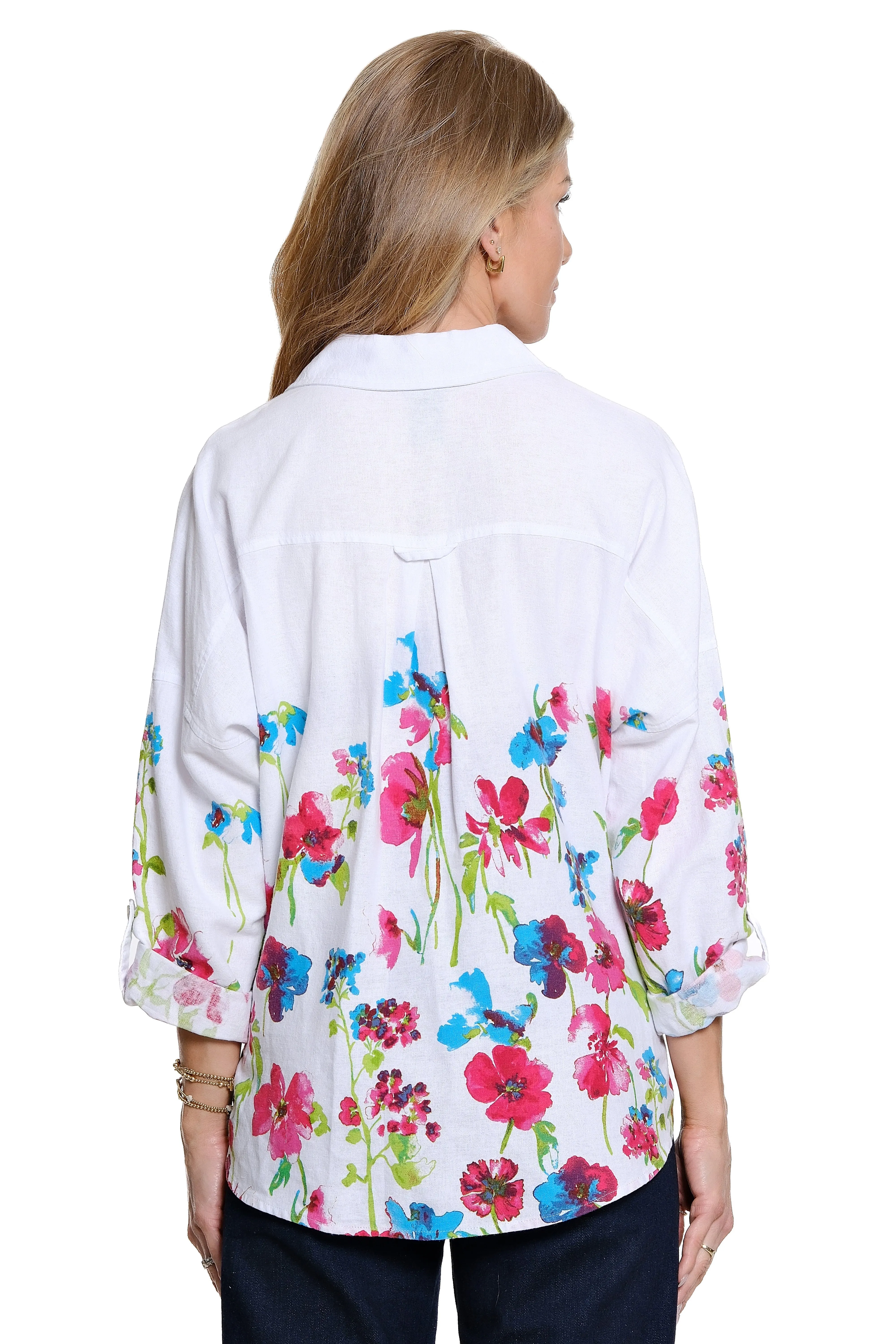 Woven Button Front Tie Top - Plus - Floral Multi sold by Ail Miles Clothing product image thumbnail 2