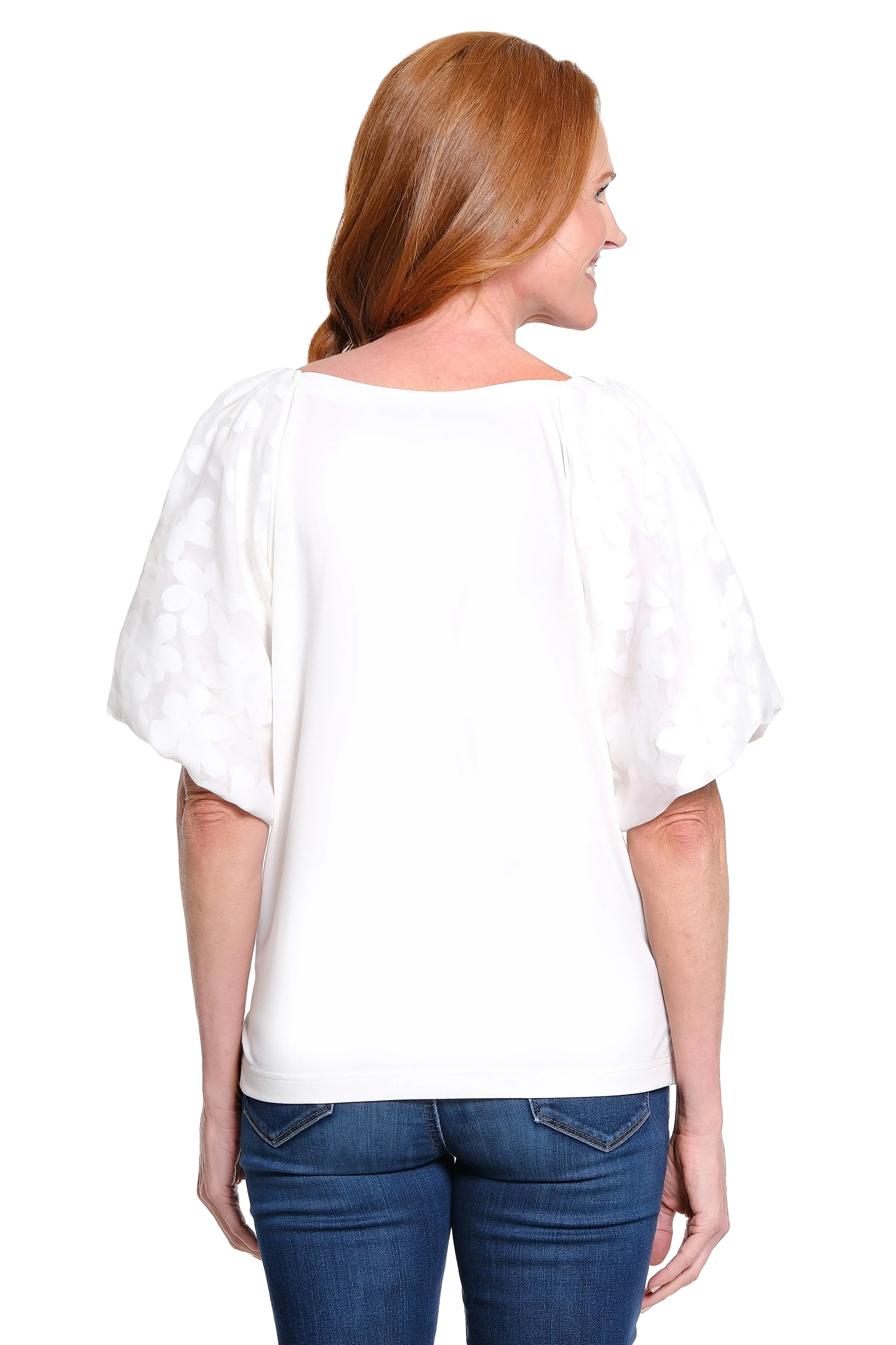 Knit Popover Top with Raglan Sleeves - White sold by Ail Miles Clothing product image thumbnail 2