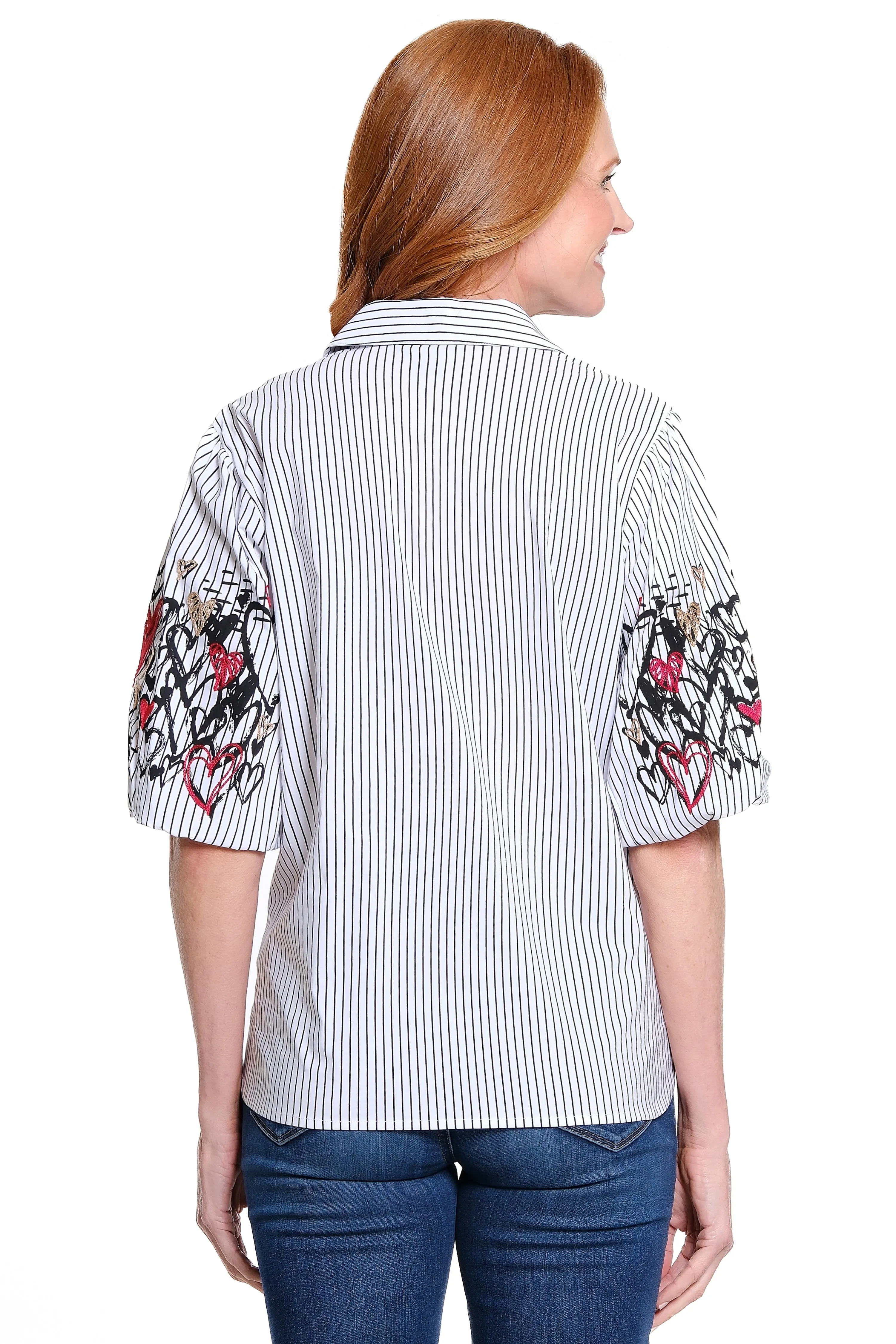 Embroidered Sleeve Button-Front Top - Stripe Multi sold by Ail Miles Clothing product image thumbnail 2