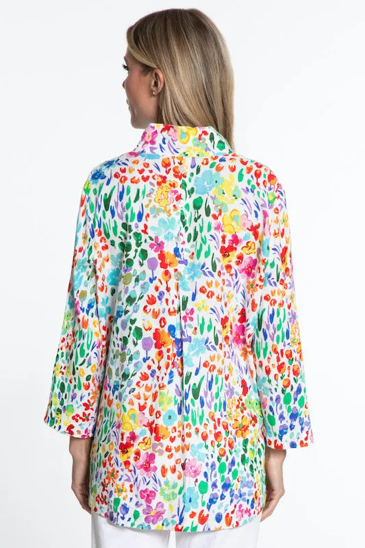 Woven Printed Button Front Tunic- Petite- Floral Multi sold by Ail Miles Clothing product image thumbnail 2