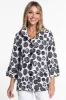 Woven Printed Button Front Tunic - Black/White sold by Ail Miles Clothing