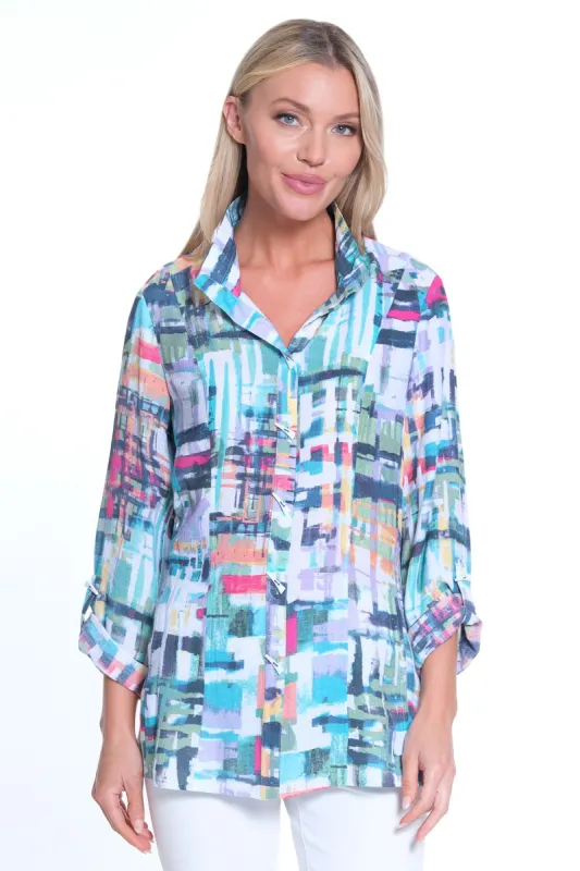 Wire Collar Print Tunic - Multi sold by Ail Miles Clothing