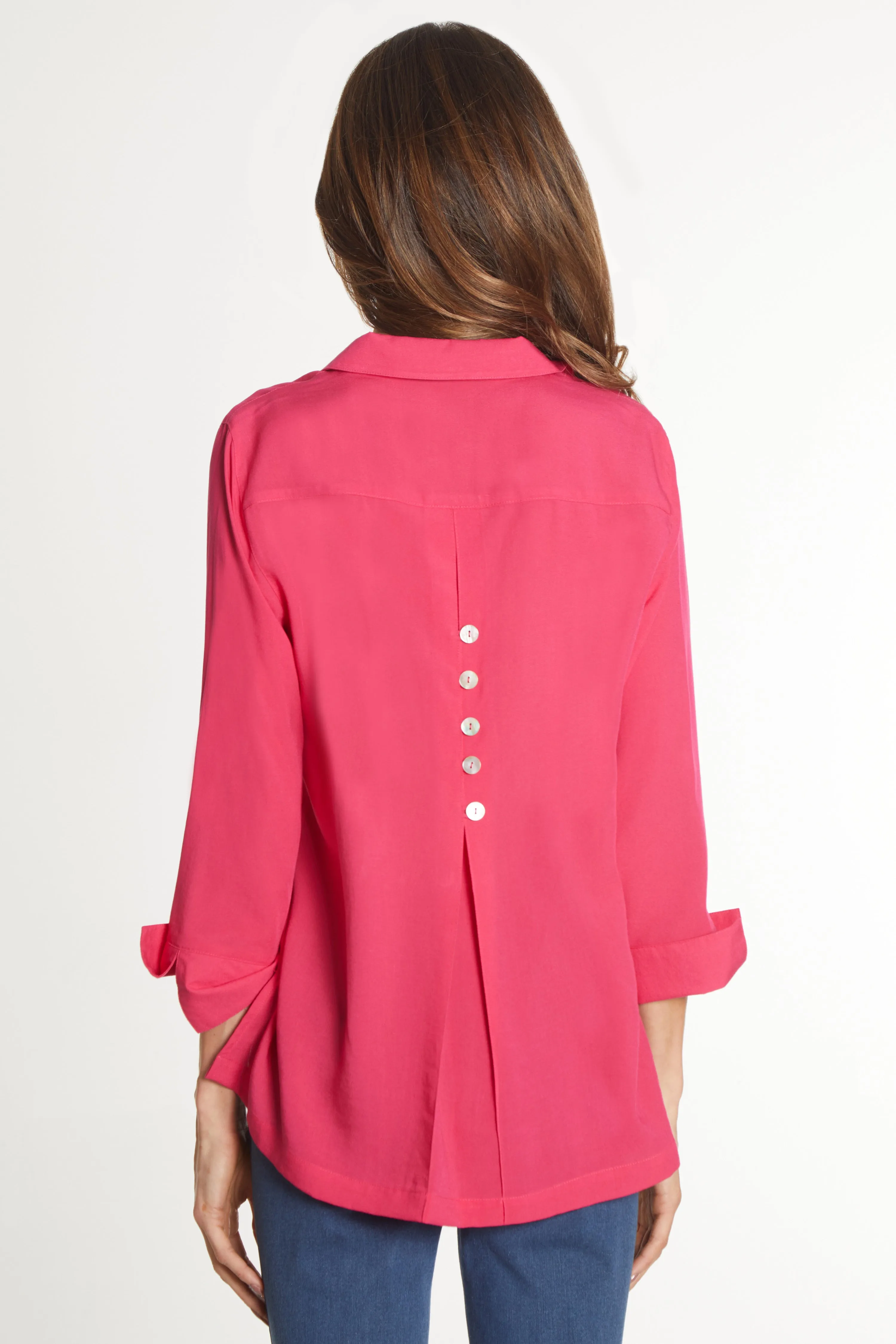 Woven Button Detail Tunic - Women's - Raspberry sold by Ail Miles Clothing product image thumbnail 2