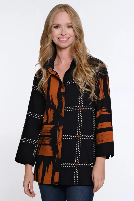 Mixed Print Woven Button Front Blouse - Women's - Black sold by Ail Miles Clothing